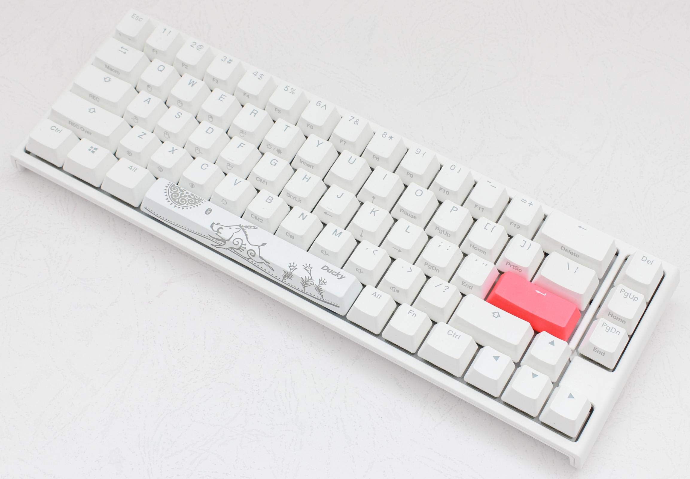 Ducky One 2 SF RGB Pure White 65% Compact Mechanical Keyboard - Cherry MX Silent Red Switches, Double Shot PBT Keycaps, RGB Backlit for Gaming & Typing - Perfect for Esports, Office Work & Programming