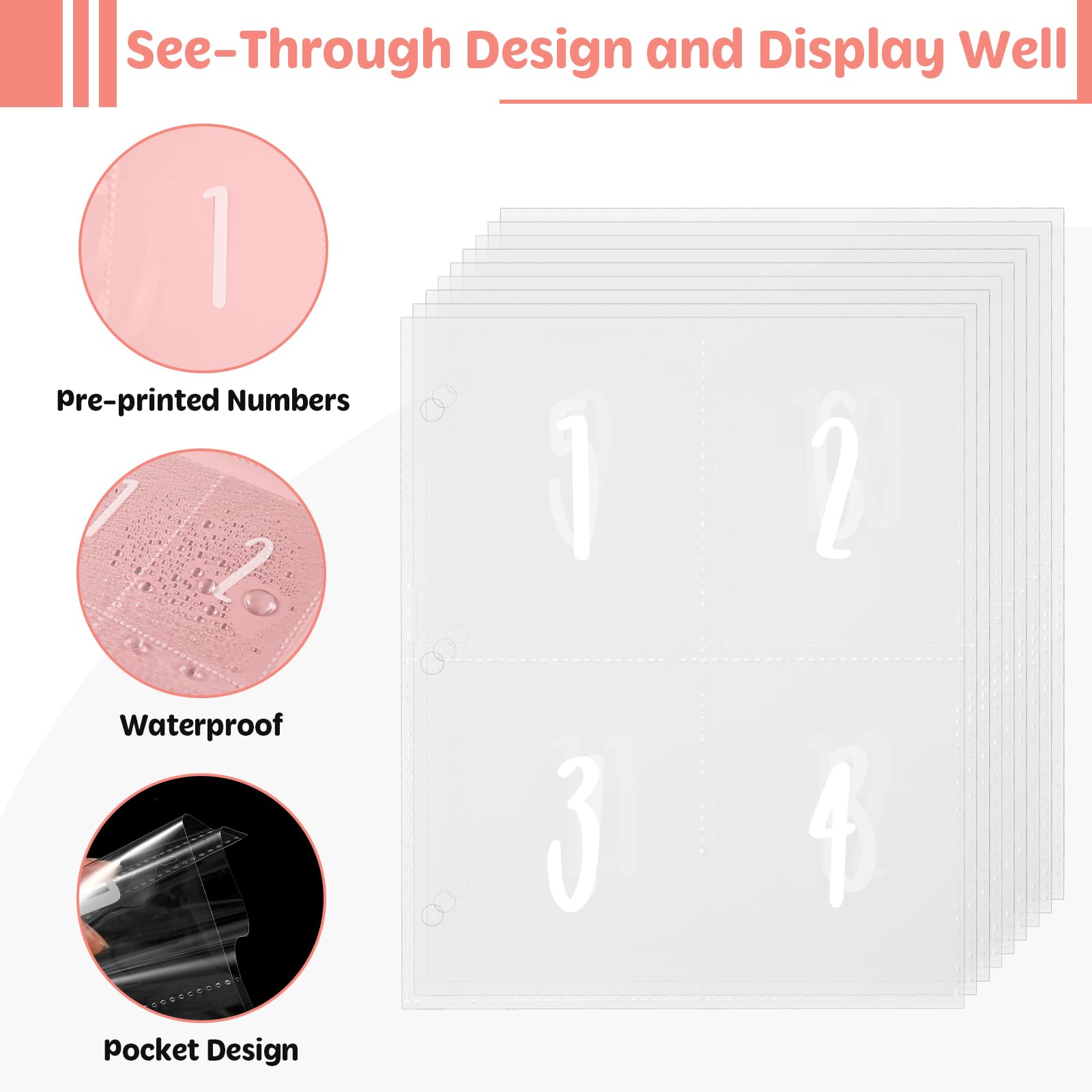 100 Envelopes Money Saving Challenge Binder with Laminated Tracker - Budget Organizer with Cash Envelopes & Zippered Savings Book to Save $5,050 (Pink) - Perfect for Personal Finance, Cash Budgeting & Debt Payoff Goals