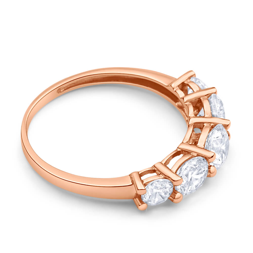 9ct Rose Gold 'Esther' Cubic Zirconia Graduated Ring - Elegant Stackable Jewelry for Weddings, Anniversaries & Special Occasions