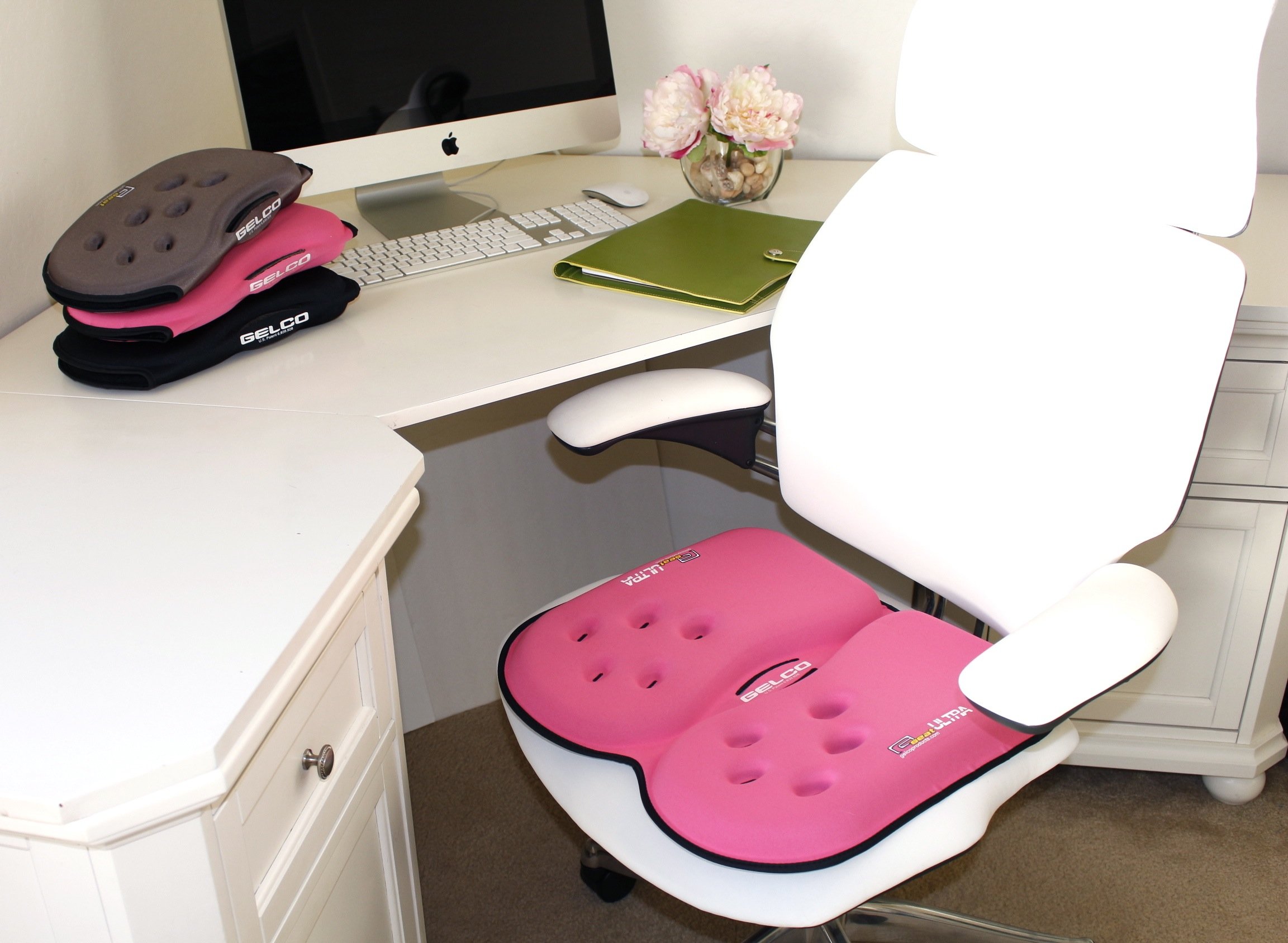 GSeat Extra Large Gel & Memory Foam Coccyx Seat Cushion for Back Pain Relief - Orthopedic Support for Sciatica, Tailbone & Lower Back Pain - Pressure Relief Seat Pad for Office Chair, Car, Wheelchair & Meditation (Green) - Perfect for Long Sitting at Work, Driving or Home Use