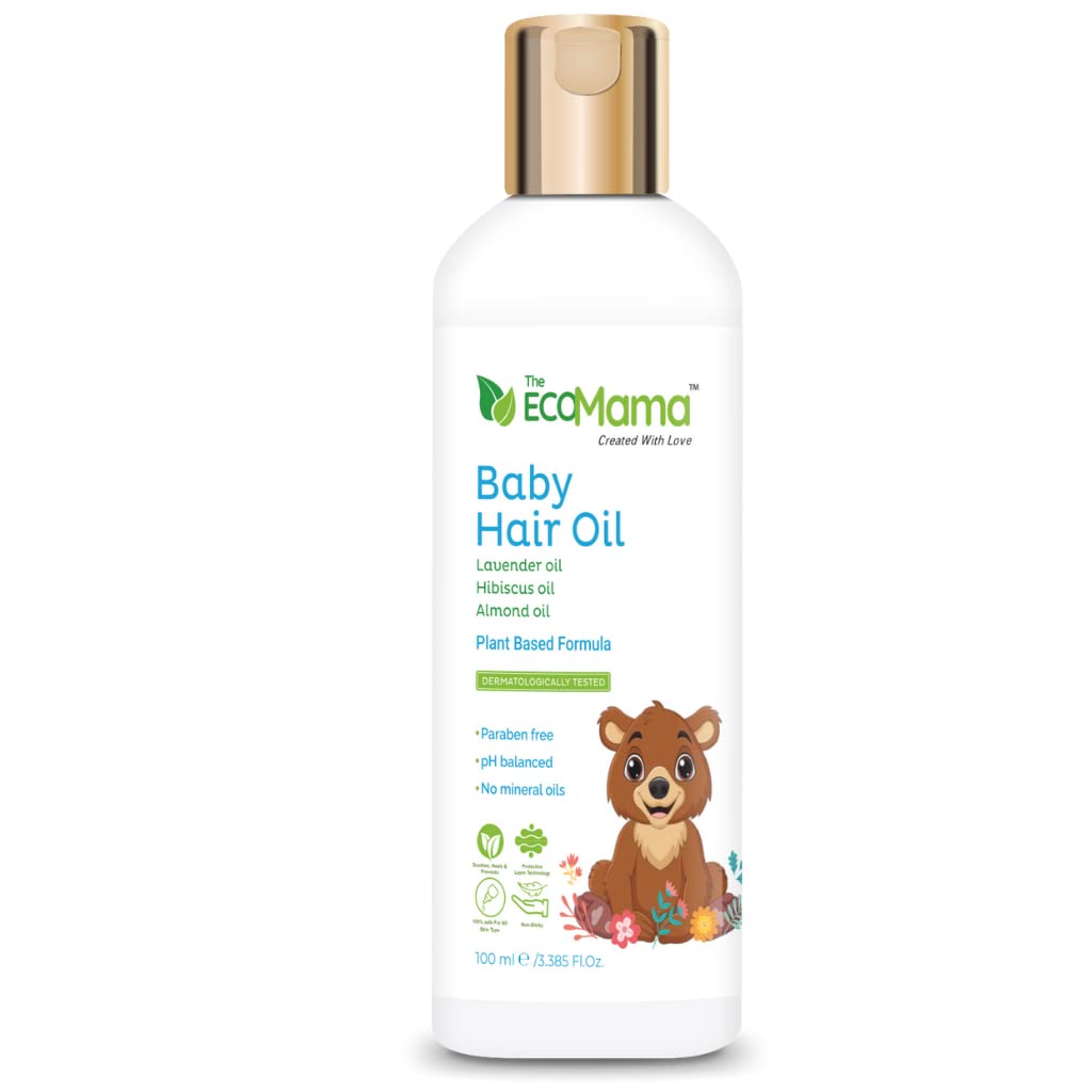 Eco Mama Baby Hair Oil for Hair Growth & Thinning Prevention - Natural Hibiscus, Coconut, Lavender & Avocado Oil Blend | Moisturizes Scalp, Softens & Strengthens Baby Hair | Vegan, Toxin-Free (100ml) | Perfect for Newborns, Toddlers & Sensitive Scalp Care