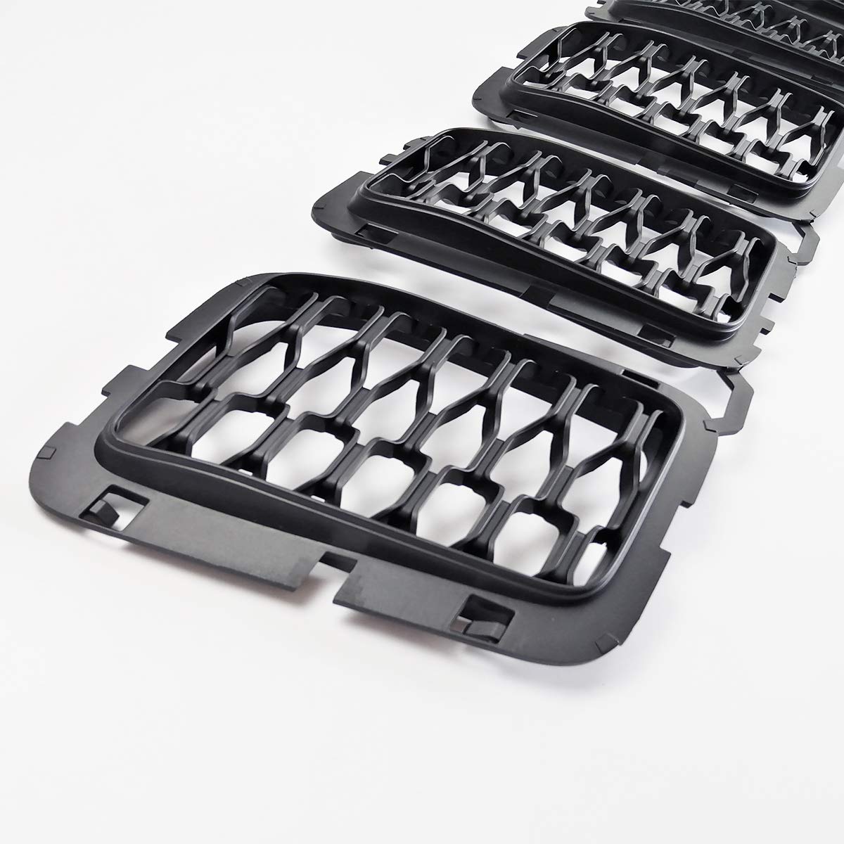 Matte Black Honeycomb Front Grill Inserts Mesh Grille for 2017-2022 Jeep Grand Cherokee - 7PCs Set | Off-Road Style Upgrade & Custom Look for SUV Enthusiasts