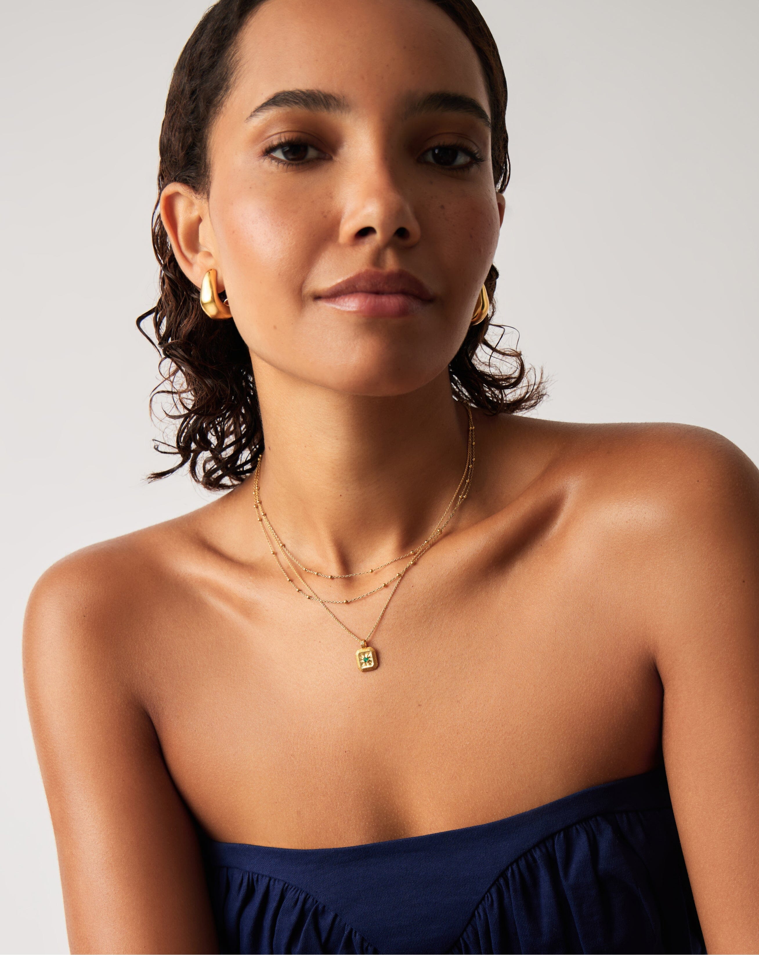 May Birthstone Necklace for Women - 18k Gold Vermeil & Dyed Green Chalcedony Pendant | Elegant Jewelry Gift for Mother's Day, Birthday & Anniversary