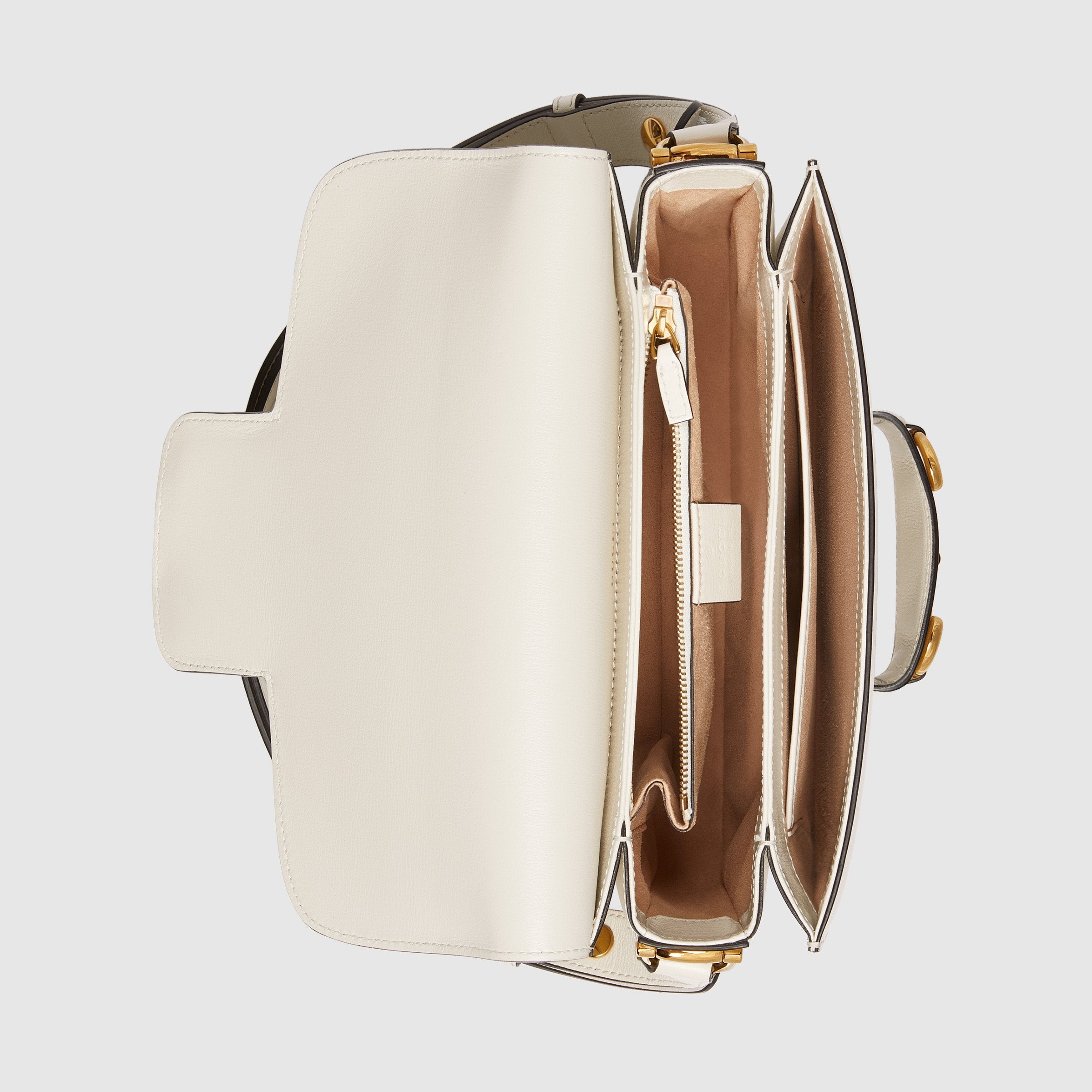 Gucci 1955 Horsebit Shoulder Bag White Leather Crossbody Purse for Women | Luxury Designer Handbag for Work, Travel & Everyday Use