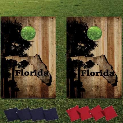 Florida Cornhole Game Set - Official State of Florida Cornhole Boards & Bags - Outdoor Toss Game for Backyard, Tailgating & Beach Parties
