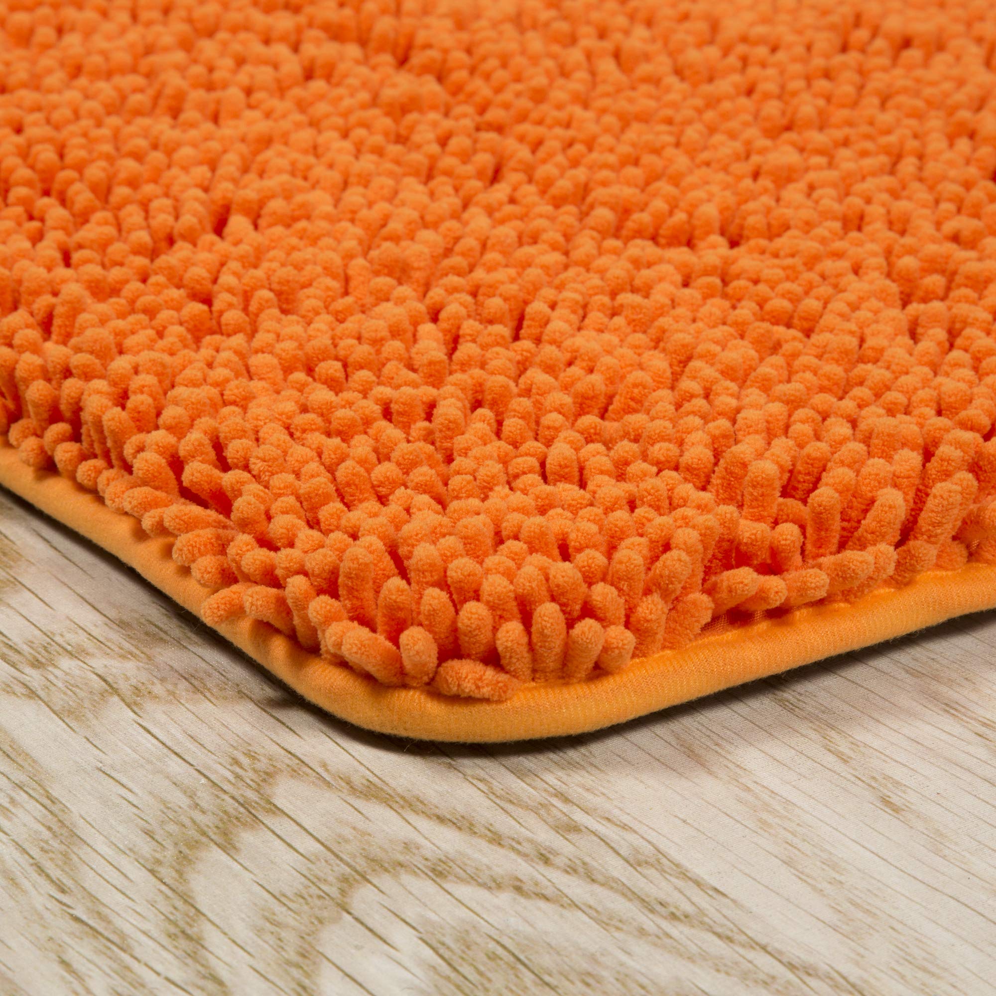 Luxury 2-Piece Memory Foam Shag Bath Mat Set - Soft & Absorbent Orange Bathroom Rug - Perfect for Master Bath, Guest Bath & Spa Retreats