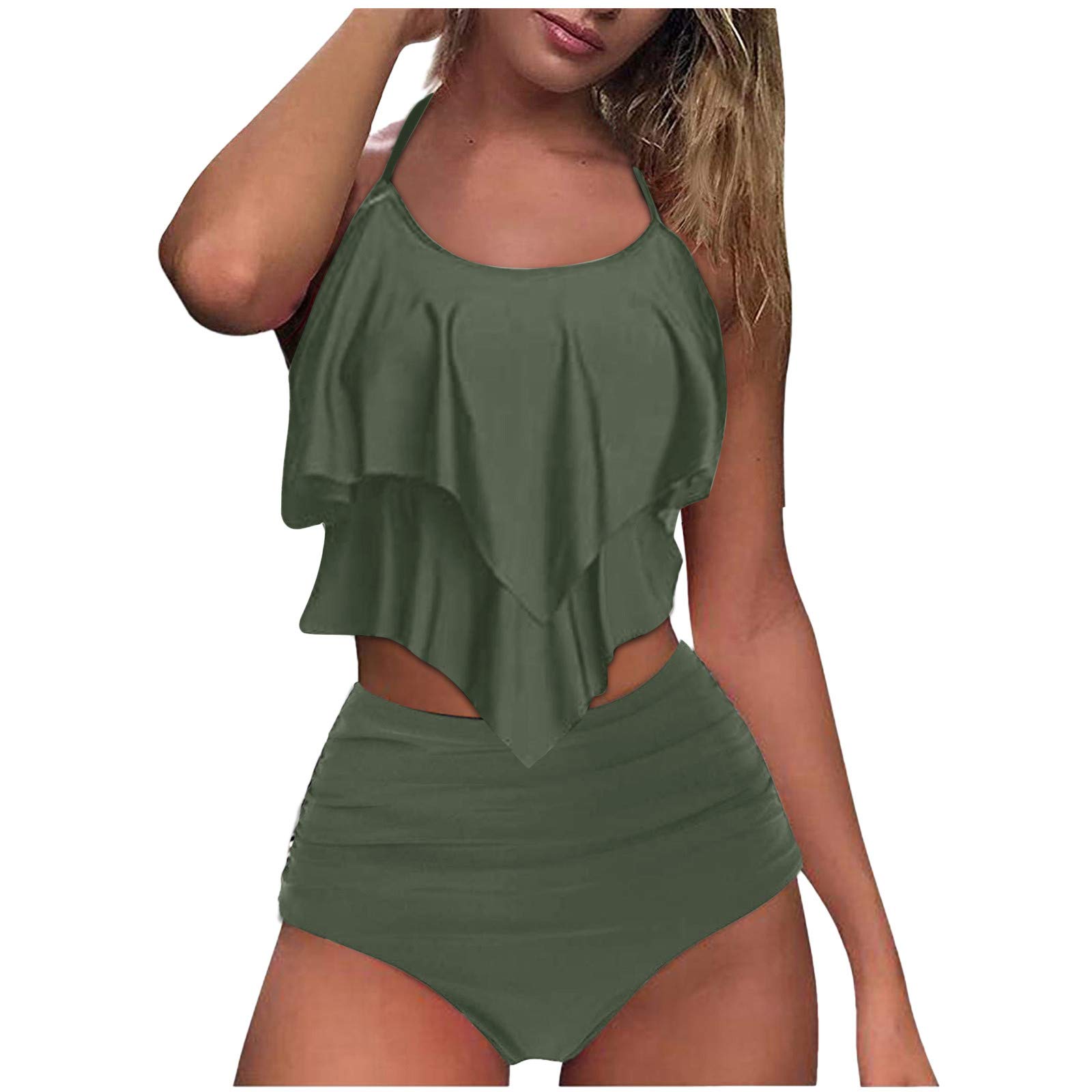Sexy High-Waisted Bikini Set for Women - Gradient Contrast Swimwear Plus Size 1 Piece Swimsuit for Beach, Pool & Summer Vacation