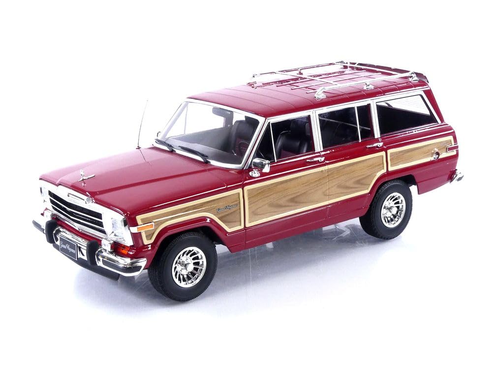 1/18 Scale 1989 Grand Wagoneer Diecast Model Car - Red Wood Finish | KK-Scale KKDC181112 | Collectible Vintage SUV for Display & Diorama Scenes