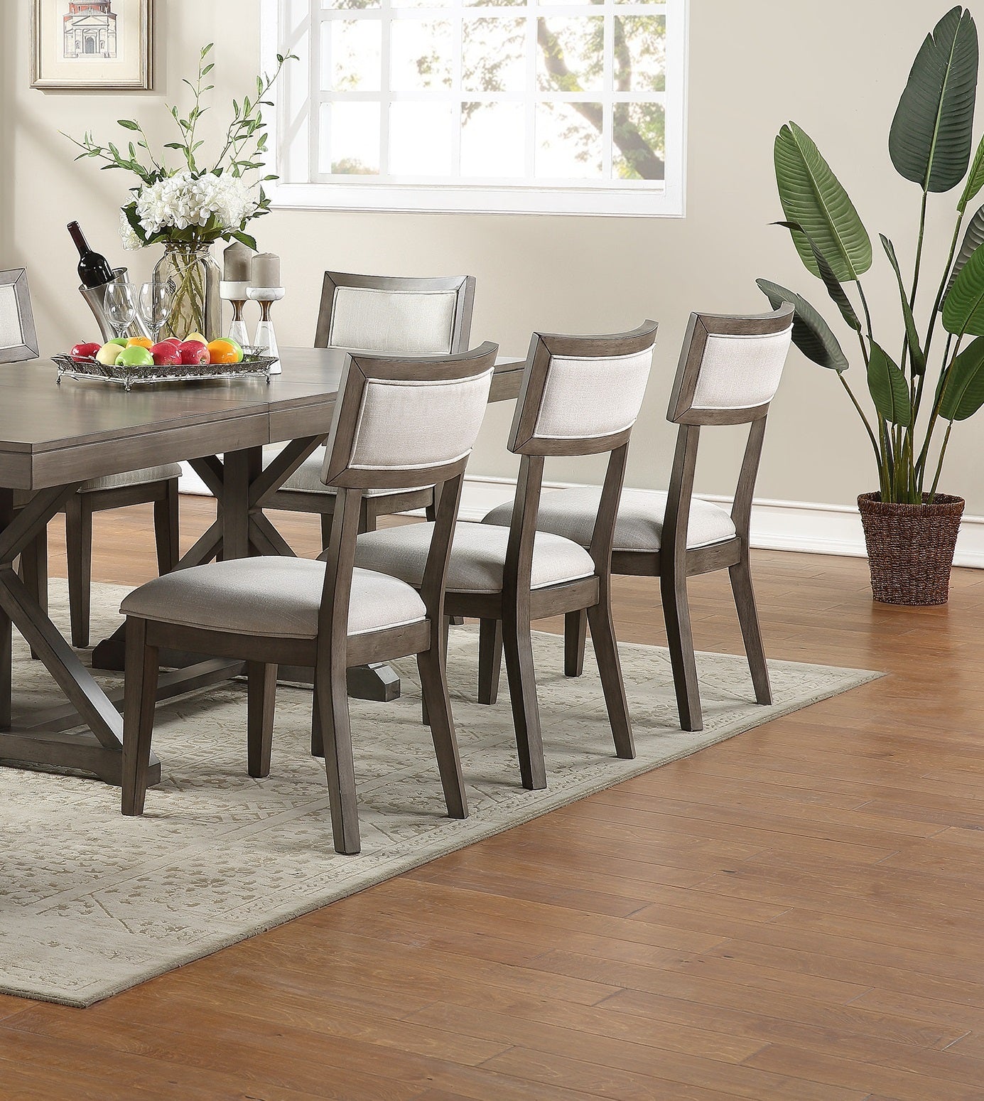 Modern Solid Wood & Veneer Dining Chairs Set of 2 - Cream Upholstered Seat & Back - Perfect for Kitchen, Dining Room, and Breakfast Nook