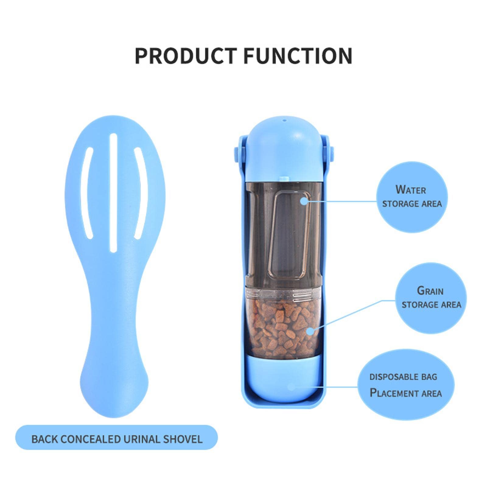 Enakshi 4-in-1 Portable Water Bottle, Food Container & Travel Cup for Outdoor Activities, Hiking, Camping - Blue | Pet & Dog Supplies | Dishes, Feeders & Water Fountains for Pets