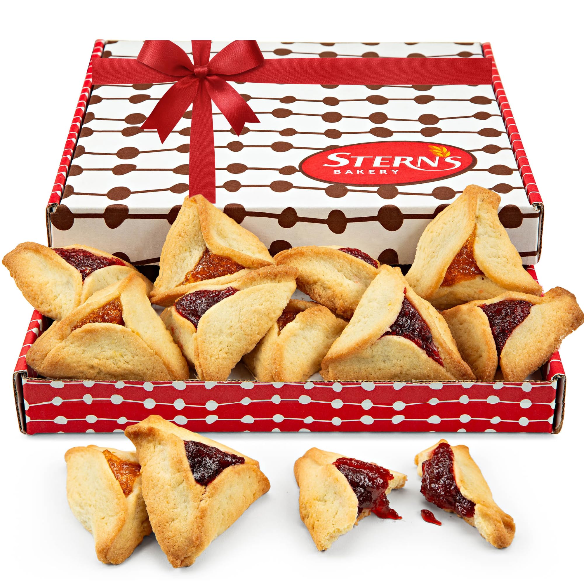 Premium Hamentaschen Cookies - Kosher & Nut-Free Purim Gift Set | 9 Count Apricot & Raspberry Jam Filled Shortbread | Perfect for Mishloach Manot & Holiday Celebrations | Stern's Bakery Artisan Treats
