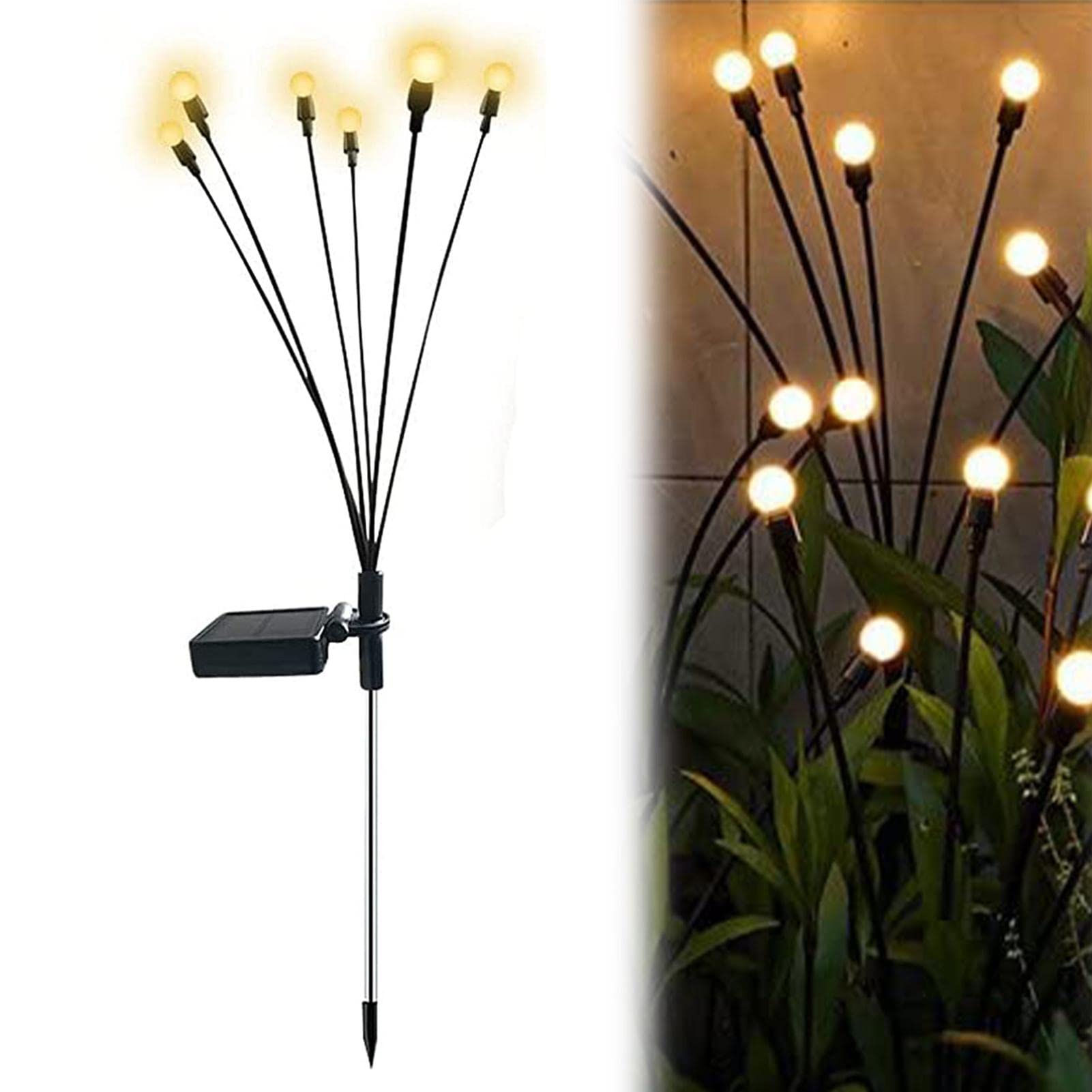 Solar Firefly Lights - 6 LED Solar Garden Stake Lights for Yard, Pathway, Lawn - Waterproof Outdoor Decor