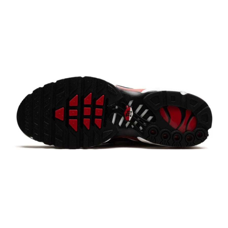 Nike Air Max Plus Men's Running Shoes - Black, White & University Red - Comfortable Cushioned Sneakers for Jogging, Gym & Casual Wear