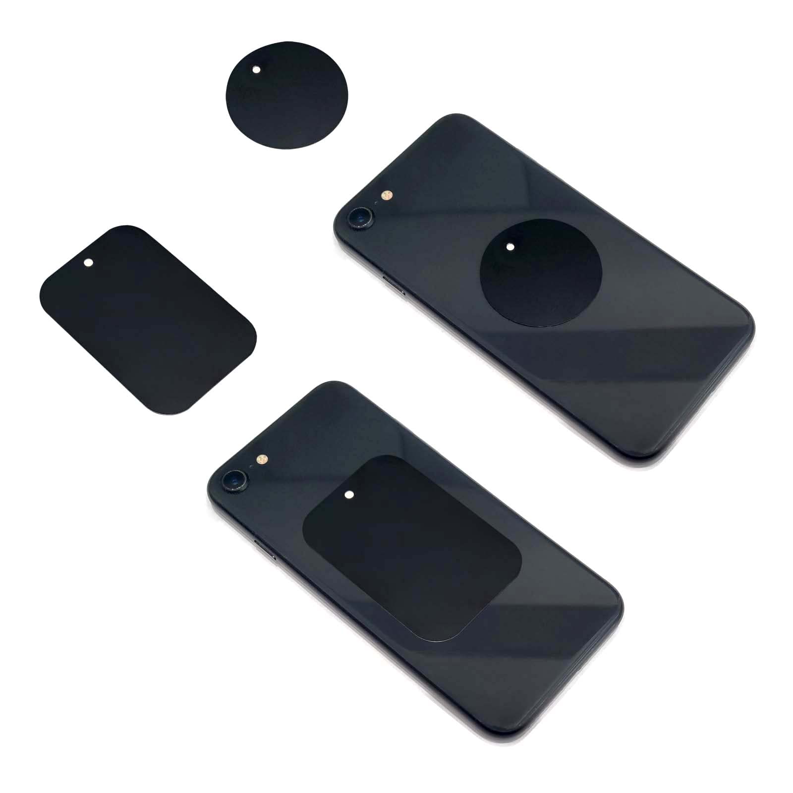 12-Pack Metal Phone Plates for Magnetic Car Mount - 6 Rectangle & 6 Round, Black | Secure Smartphone Mounting
