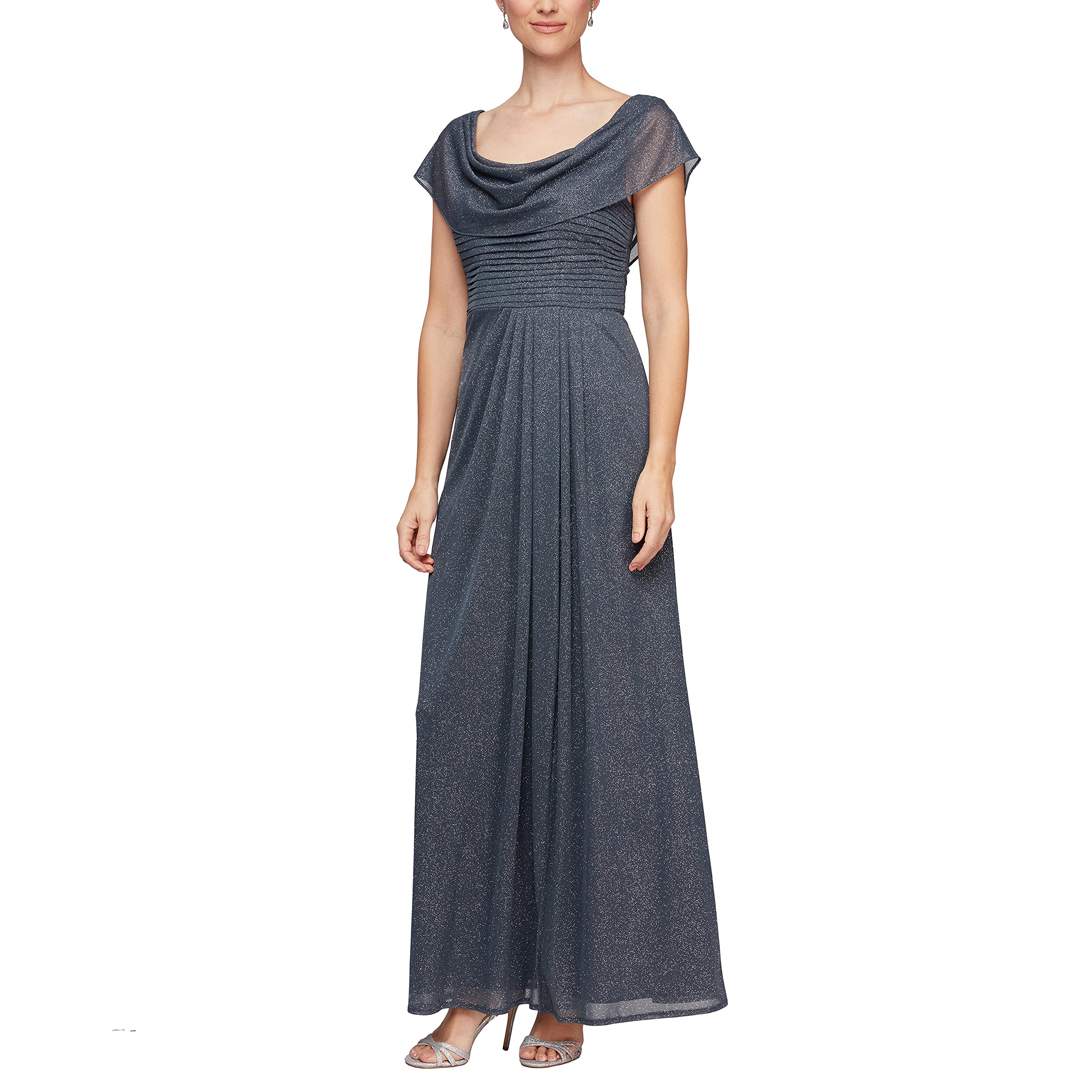 Alex Evenings Women's Long Cowl Neck A-line Dress - Elegant Formal Gown for Evening Parties, Weddings & Special Occasions