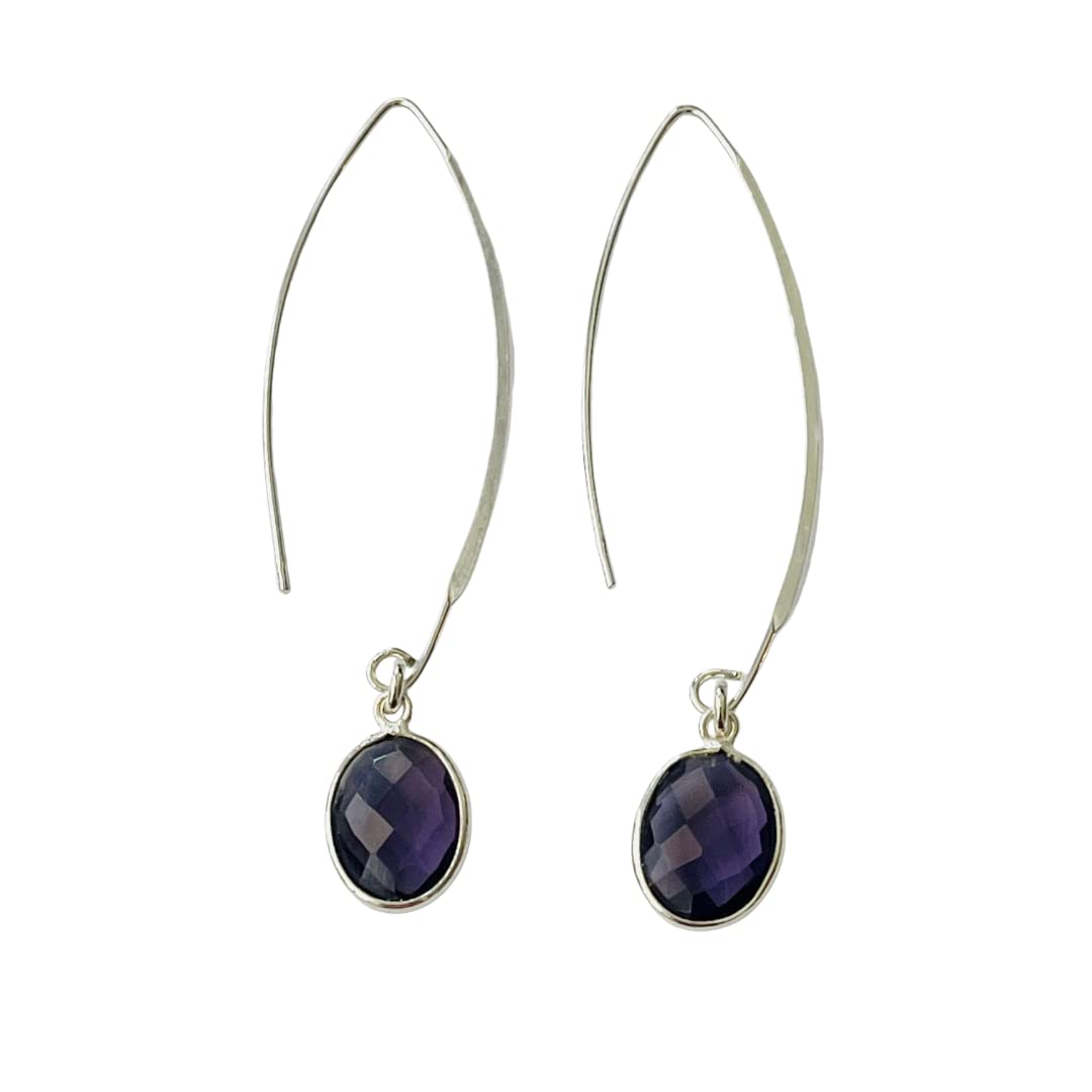 Amethyst Sterling Silver Threader Earrings - Elegant Purple Gemstone Jewelry for Women | Perfect Anniversary Gift for Wife, Birthday Present for Her | Great for Date Nights, Weddings & Special Occasions