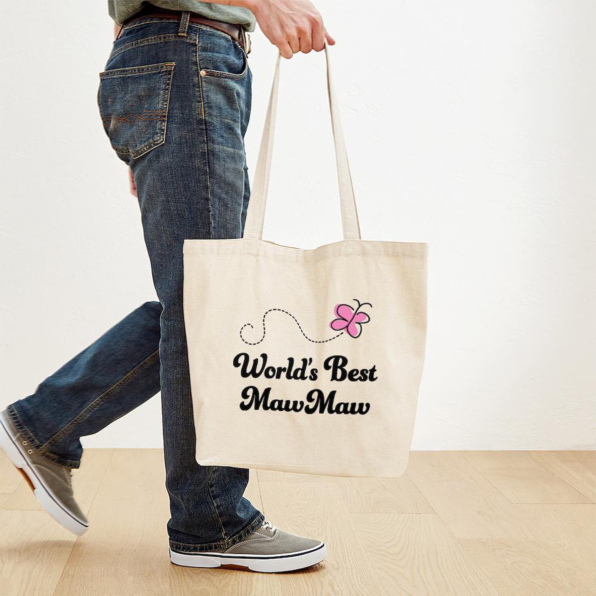 World's Best Grandma Tote Bag - Natural Canvas Reusable Shopping Bag for Groceries, Beach & Everyday Use