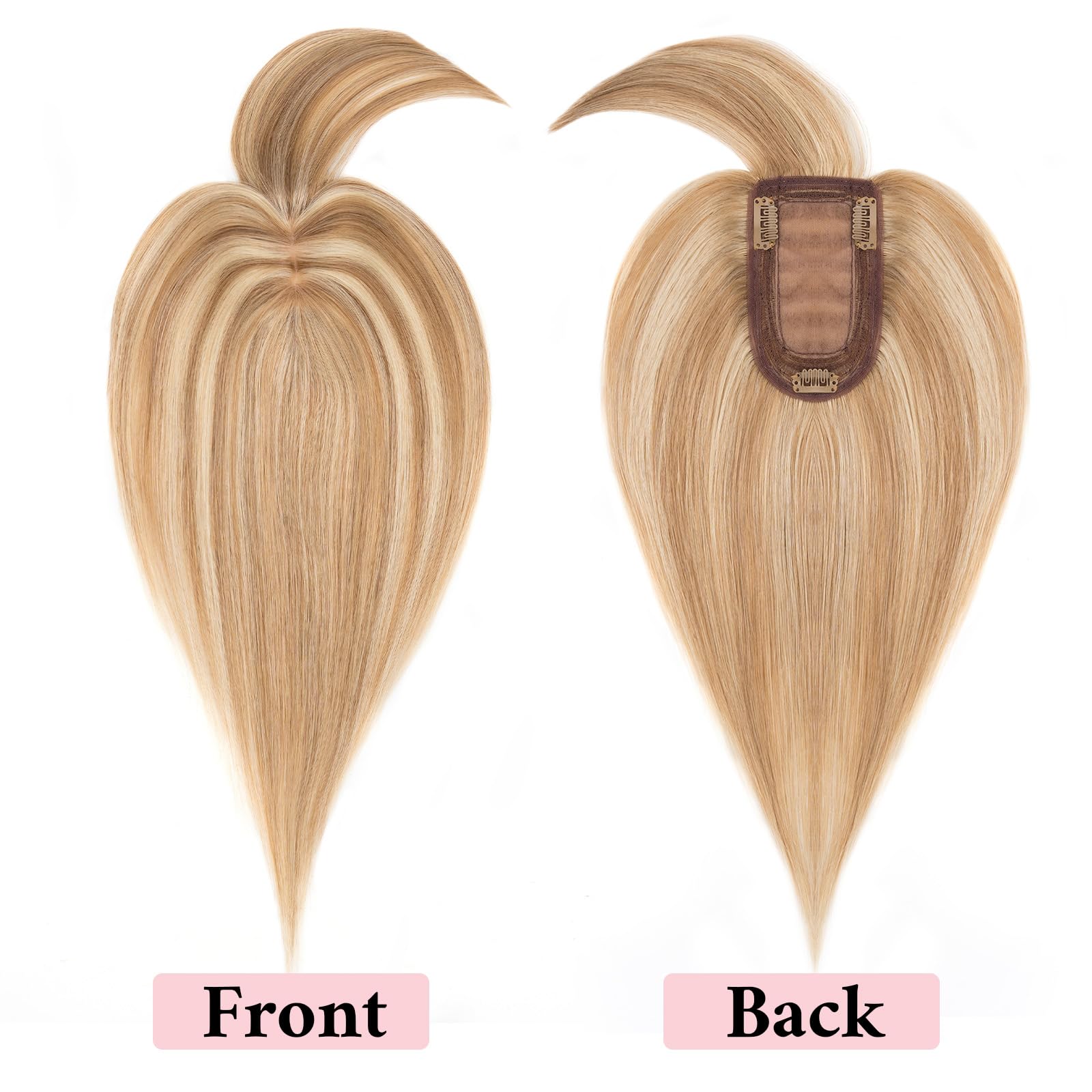 SEGO 100% Real Human Hair Toppers with Bangs - Silk Base 150% Density Clip-in Hairpiece for Women (2.7”x5.1”) - Thinning Hair & Hair Loss Solution - Gray Hair Coverage - Perfect for Daily Wear, Special Occasions & Confidence Boosting