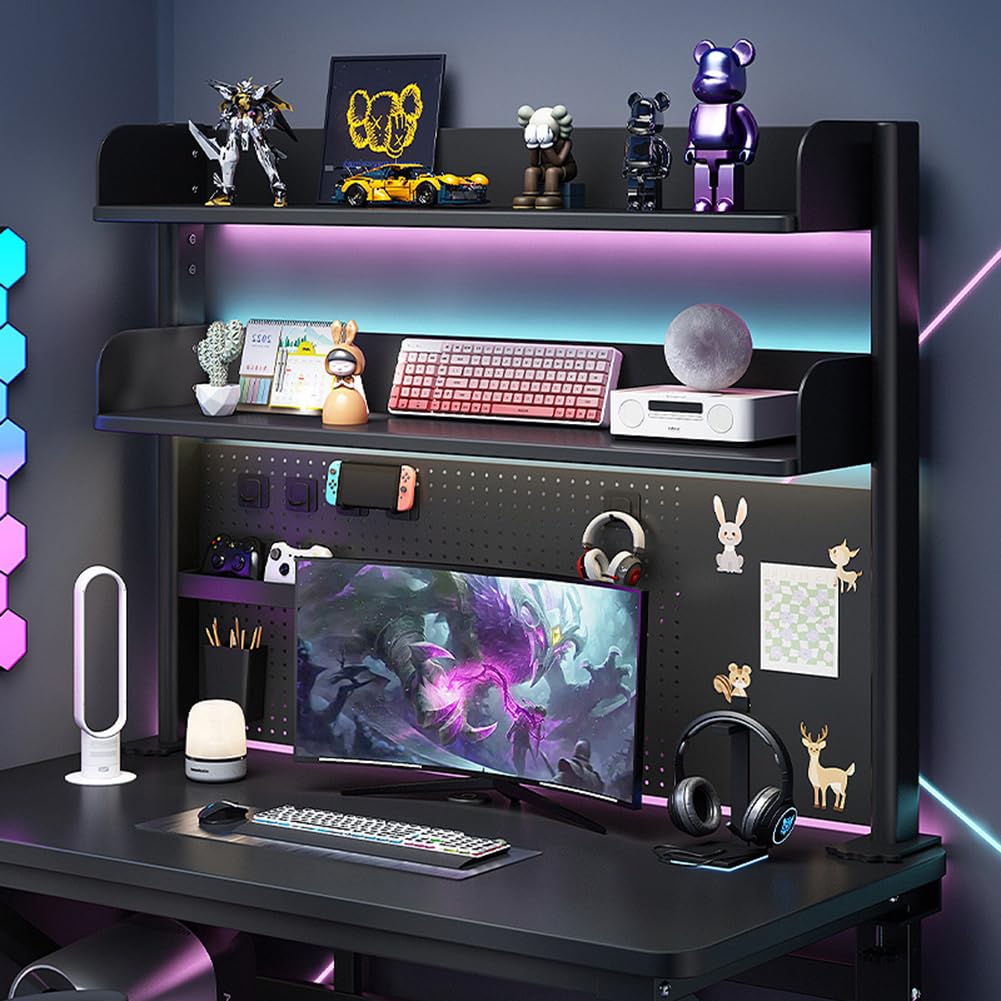 MATISUN No Drill Clamp On Desk Pegboard - 39.37 Inch Black Gaming Organizer with Accessories & Laptop Mount | Perfect for Home Office, Gaming Setup & Workspace Organization