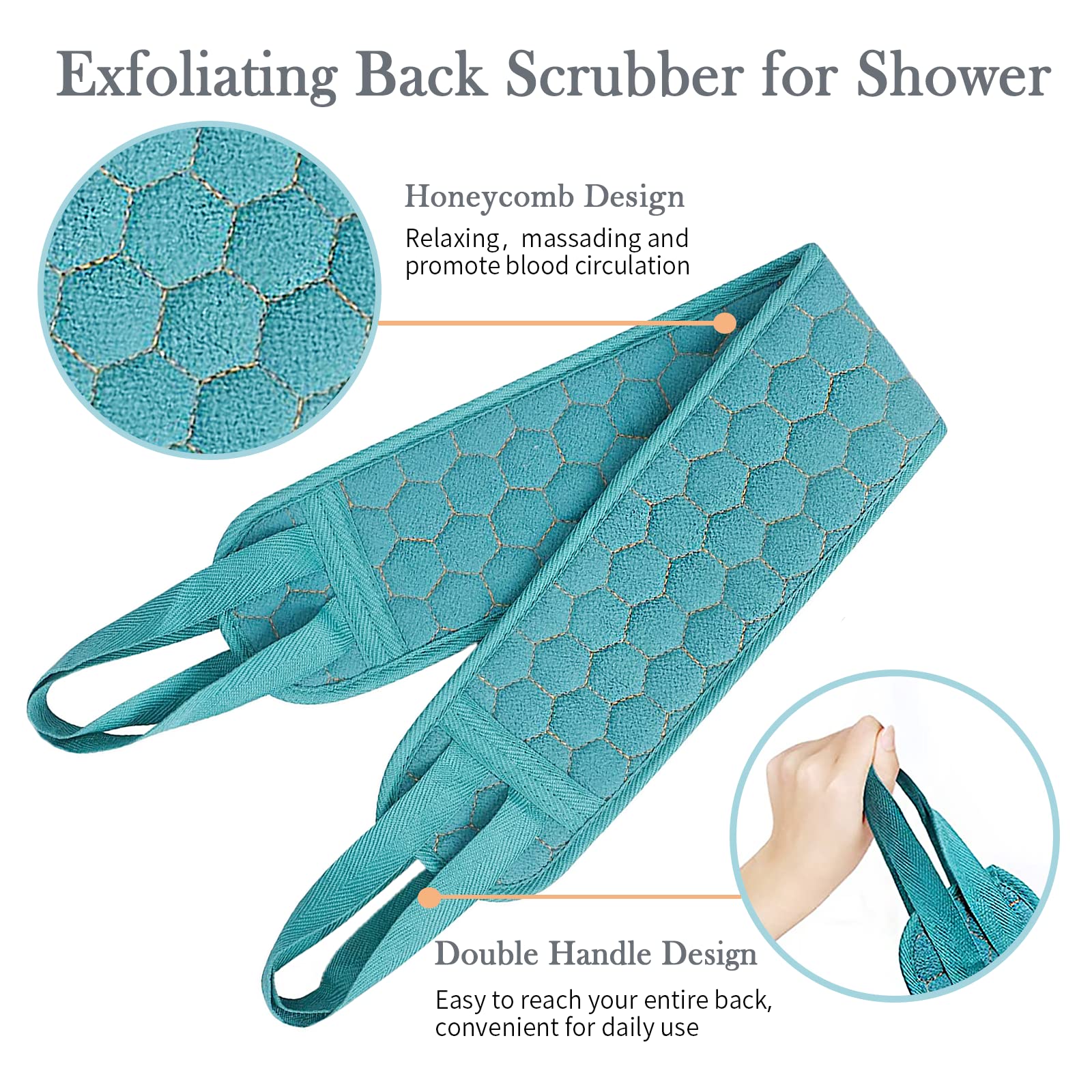 Nadia Exfoliating Bath Washcloth Set - Reusable Body Scrubber for Dry & Dead Skin Removal - Perfect for Back, Shoulders & Full Body Exfoliation - Ideal for Spa, Shower & Home Skincare Routine