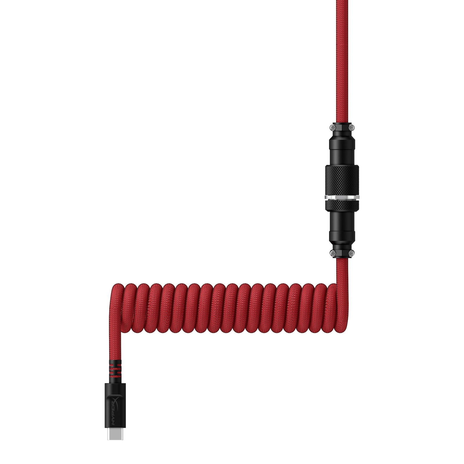 HyperX USB-C Coiled Charging Cable 3.3ft (1m) - Red & Black Braided Nylon Fast Charging Cord for Gaming, Work & Travel - Compatible with iPhone 15, MacBook, iPad, Samsung Galaxy & More