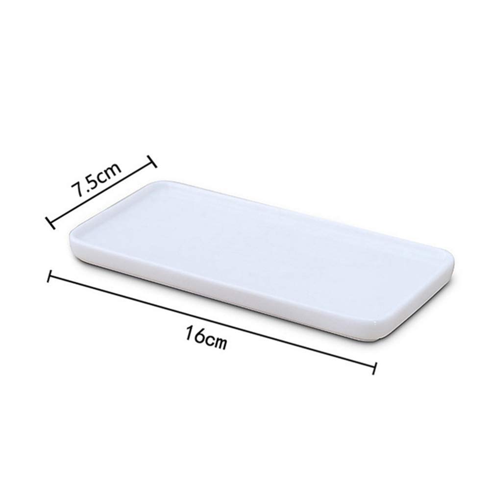 Hemoton 2-Piece White Ceramic Jewelry Dish Organizer - Rectangular Vanity Tray for Bracelets, Rings, Makeup & Keys | Perfect for Bathroom Counter, Dresser Top, Nightstand & Guest Towel Display