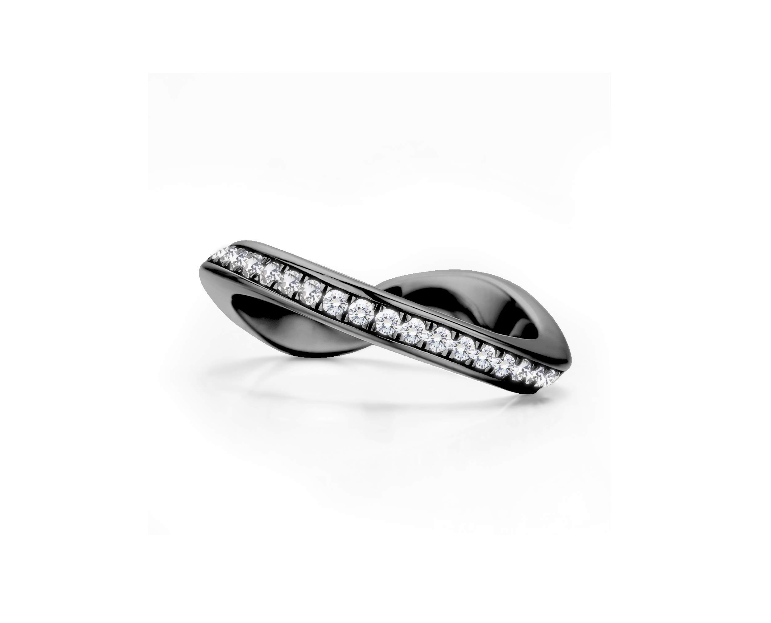14K Gold Swirl Eternity Ring with Pave Diamonds - April Birthstone Wedding Band & Engagement Ring for Women | Unique Non-Traditional Minimalist Jewelry | Perfect for Anniversaries, Proposals & Special Occasions