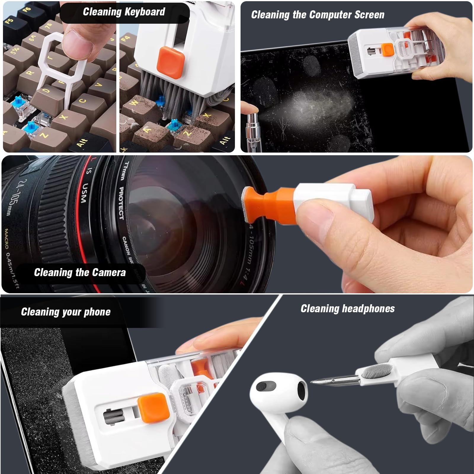 AirPods Cleaning Kit for Pro 1/2/3 - Wireless Earbuds & Phone Cleaner with Brush - Perfect for Travel & Office Use