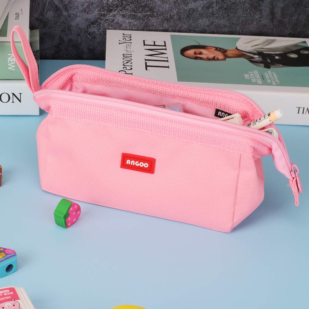 iSuperb Large Capacity Pencil Case - Portable Zipper Pencil Pouch Organizer for School, Office & Travel - Storage Bag for Pens, Cosmetics & Makeup (Pink) - Perfect for Students, Artists & Professionals