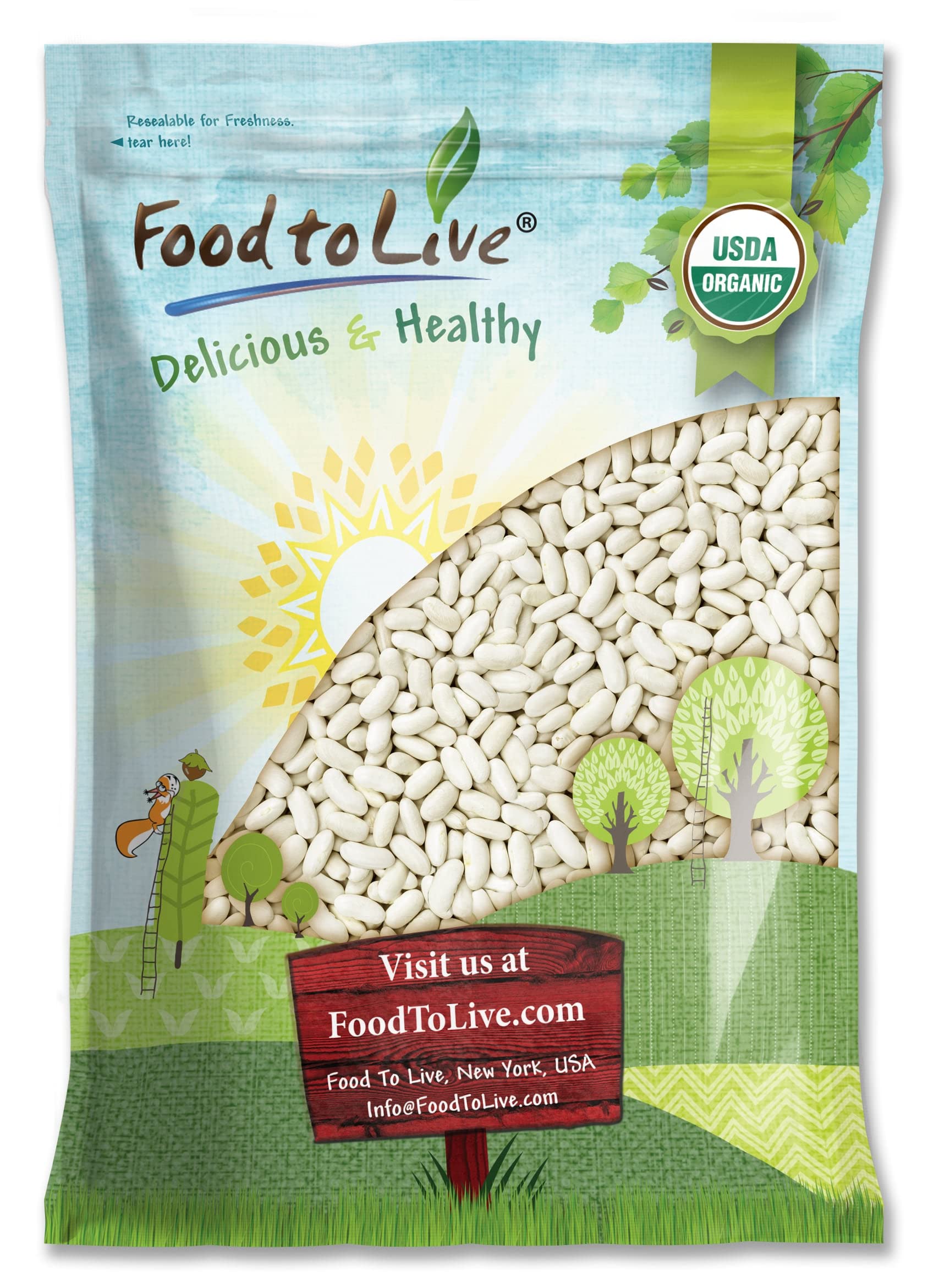 Food to Live Organic Cannellini Beans 15lbs | Non-GMO Dried White Kidney Beans | Sproutable Vegan Kosher Bulk Beans | High in Fiber & Protein | Perfect for Minestrone Soup, Bean Salad & Healthy Meal Prep