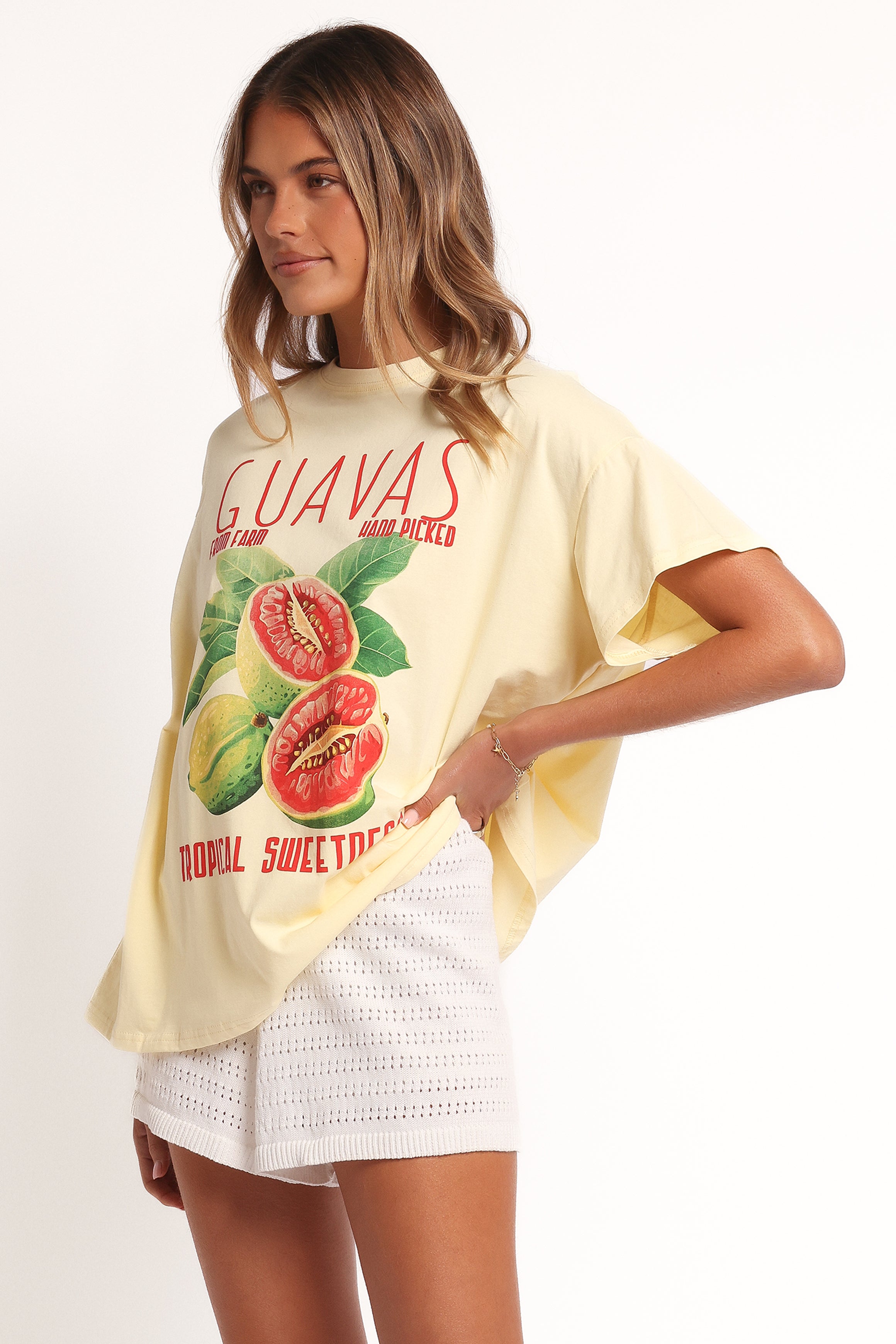 Guavas Graphic Tee - Soft Pale Yellow Cotton T-Shirt for Men & Women | Casual Streetwear, Summer Outfits, and Everyday Wear