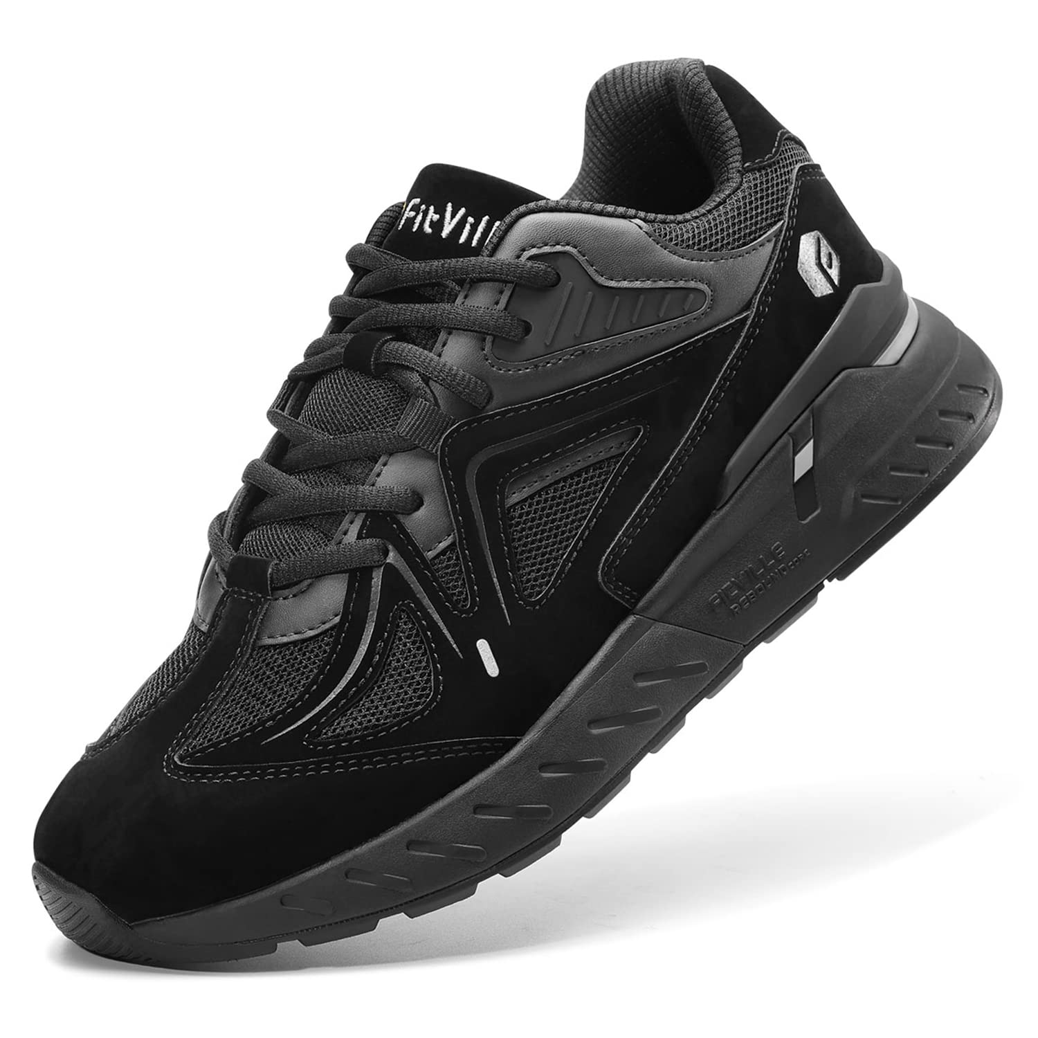 FitVille Men's Extra Wide Walking Sneakers for Flat Feet - Arch Support & Heel Pain Relief - Wide Width Comfort Shoes for Plantar Fasciitis - Rebound Core Technology - Perfect for Walking, Running & Daily Wear