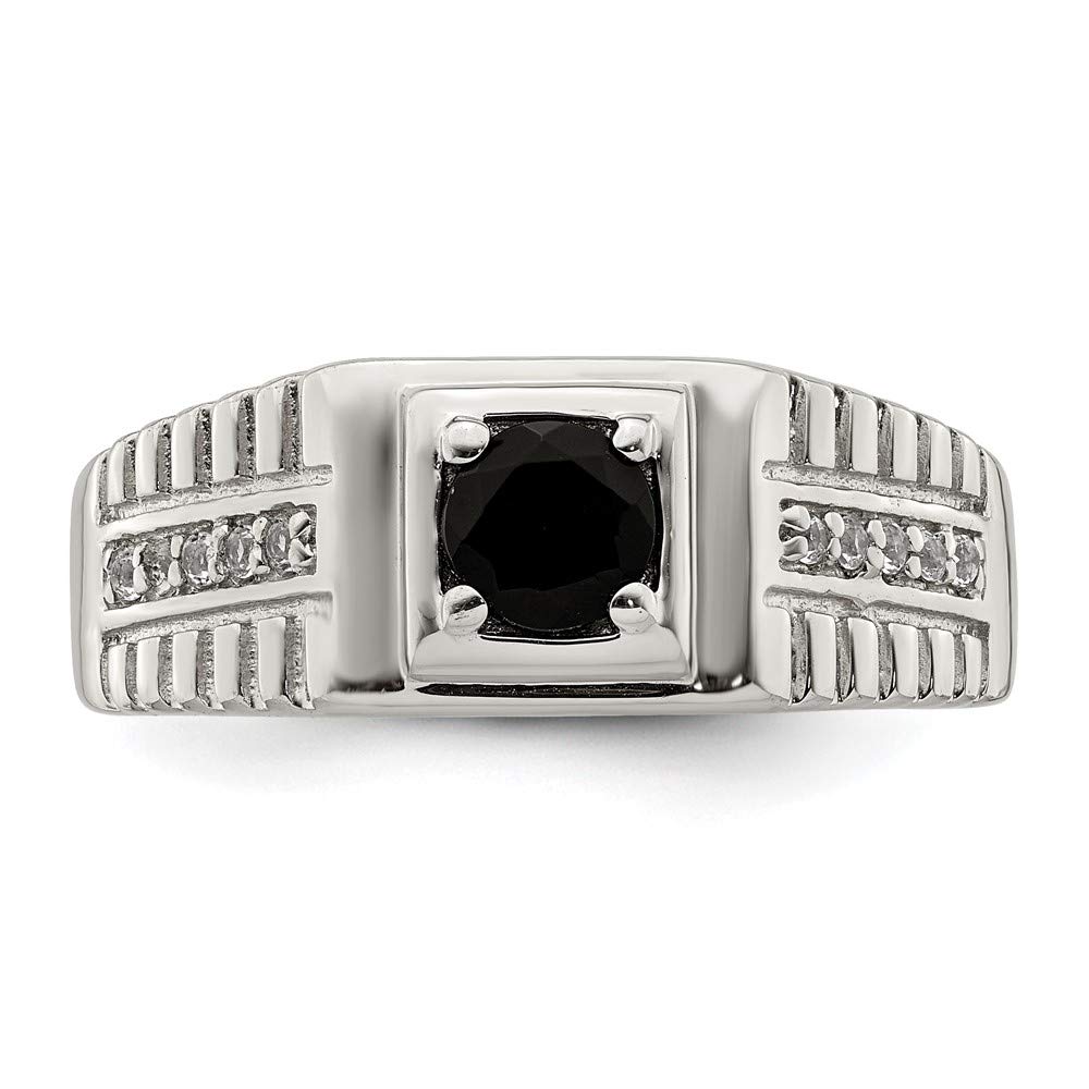 925 Sterling Silver Onyx & White Topaz Men's Ring - Elegant Fine Jewelry for Men, Perfect Gift for Husband, Boyfriend, Father - Ideal for Weddings, Anniversaries & Special Occasions