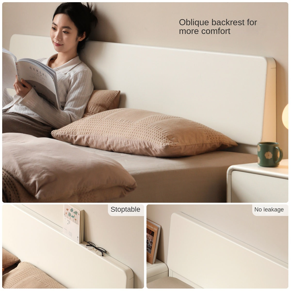 Modern Simple Cream Style Poplar Solid Wood Bed - Sturdy & Elegant for Master Bedroom, Guest Room, or Kids Room