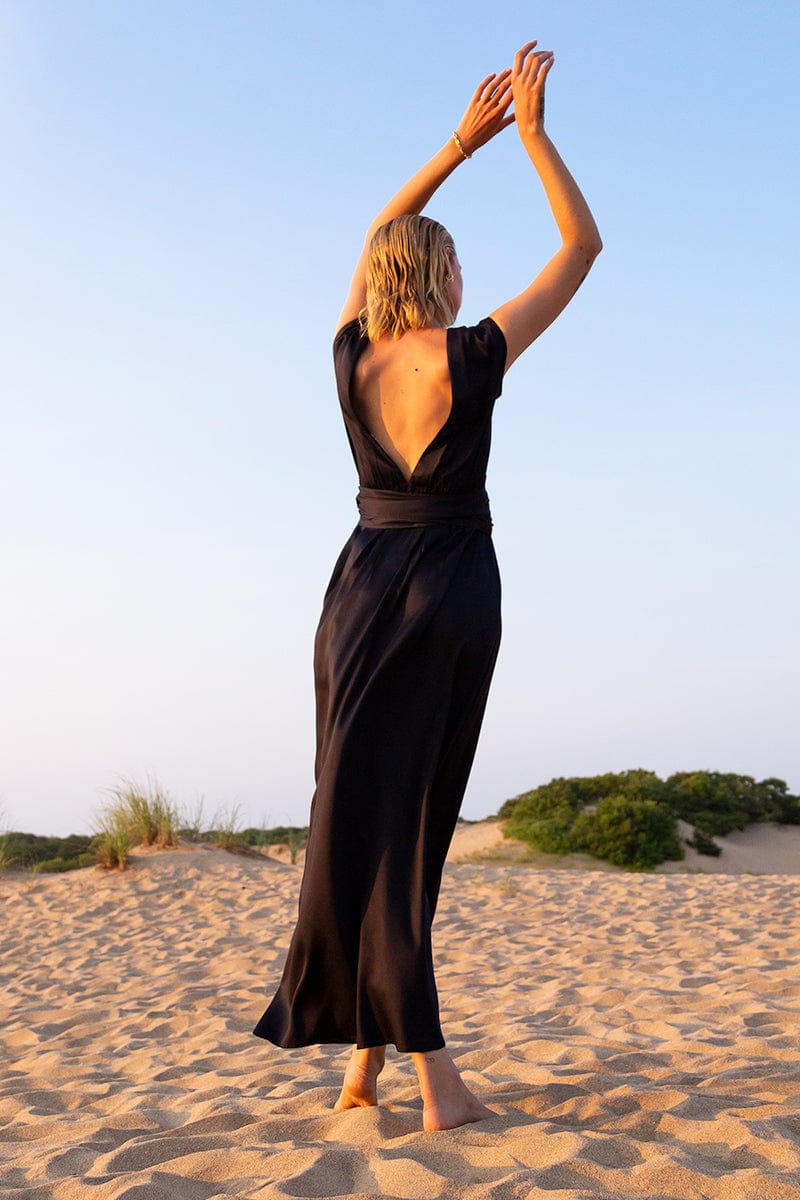 Grace TENCEL™ Modal Vegan Silk Nightgown - Soft Black Sleepwear for Women | Perfect for Lounge, Sleep & Spa Days