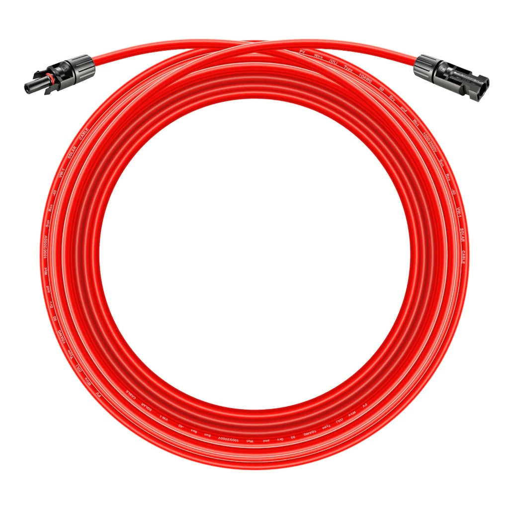 Premium 10 Gauge (10AWG) 15ft Solar Panel Extension Cable with MC4 Connectors - Weatherproof Solar Wire for RV, Boat & Off-Grid Power Systems