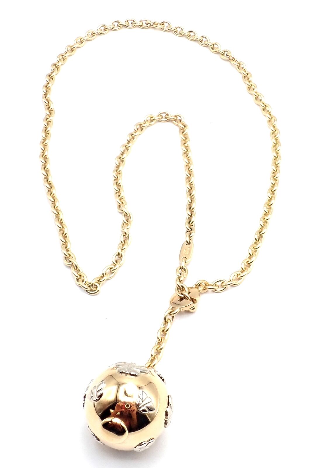 Authentic Bvlgari 18k Yellow Gold Butterfly Globe Pendant Necklace with Chain - Elegant Jewelry Gift for Women, Perfect for Parties & Special Occasions