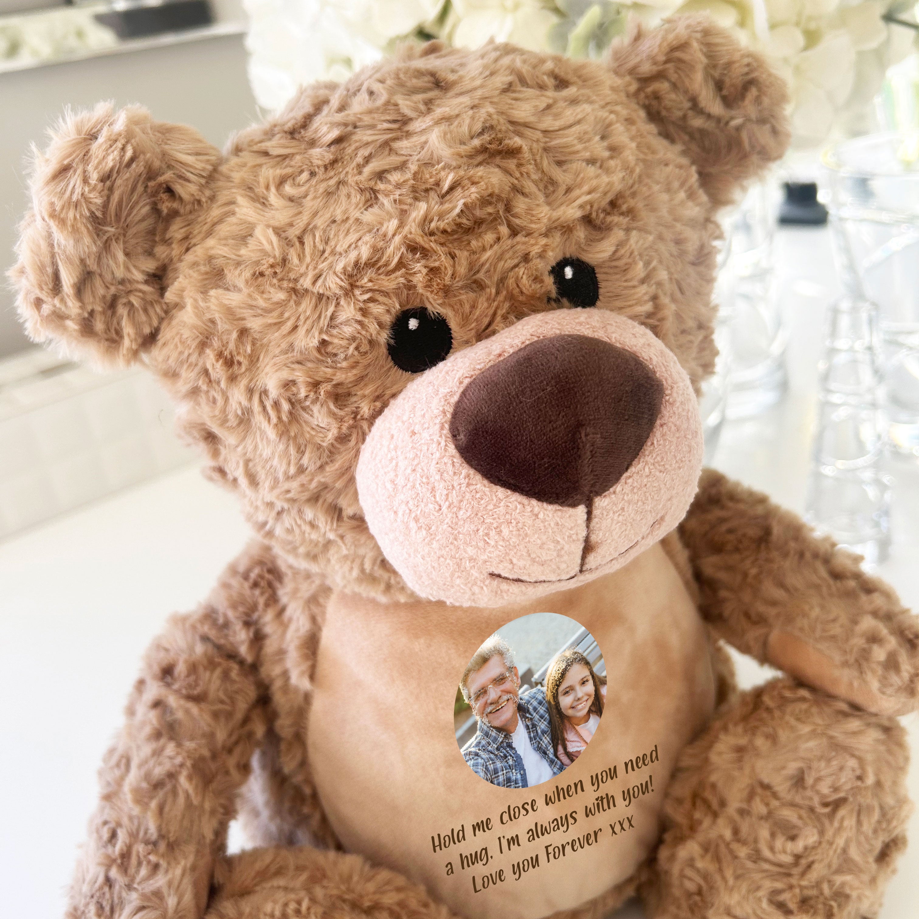 Personalized Photo Ashes Keepsake Memory Bear - Light Brown Teddy for Memorial, Sympathy Gifts & Bereavement Comfort | Handmade Memorial Plush for Loved Ones | Perfect for Funerals, Anniversaries & Healing