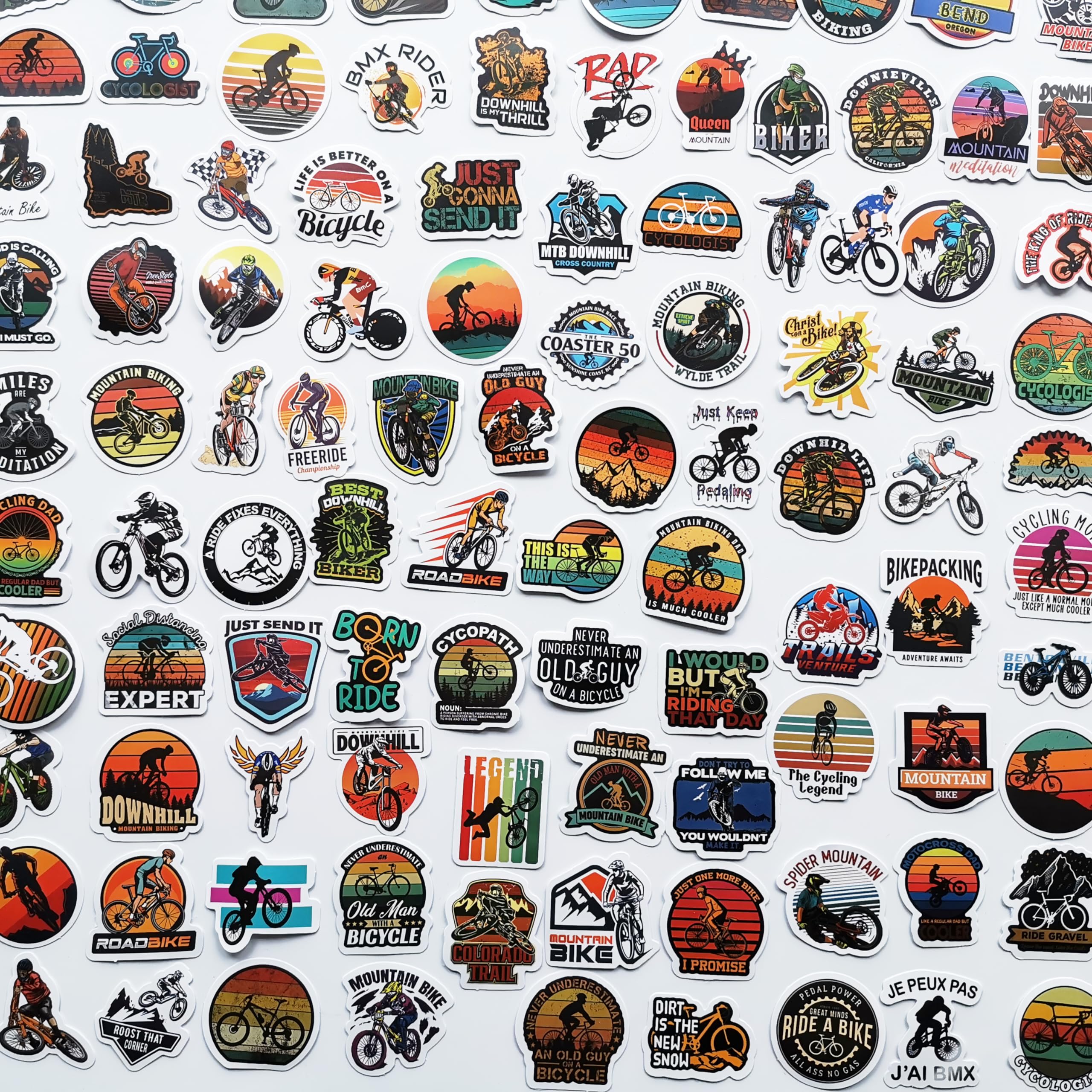 100Pcs Cool Bicycle Decals - Waterproof Vinyl Bike Stickers for Road & Mountain Bikes - Durable Frame & Helmet Decals - Perfect for Customizing Cycling Gear & Personalizing Your Ride (Ideal for Commuting, Racing & Outdoor Adventures)