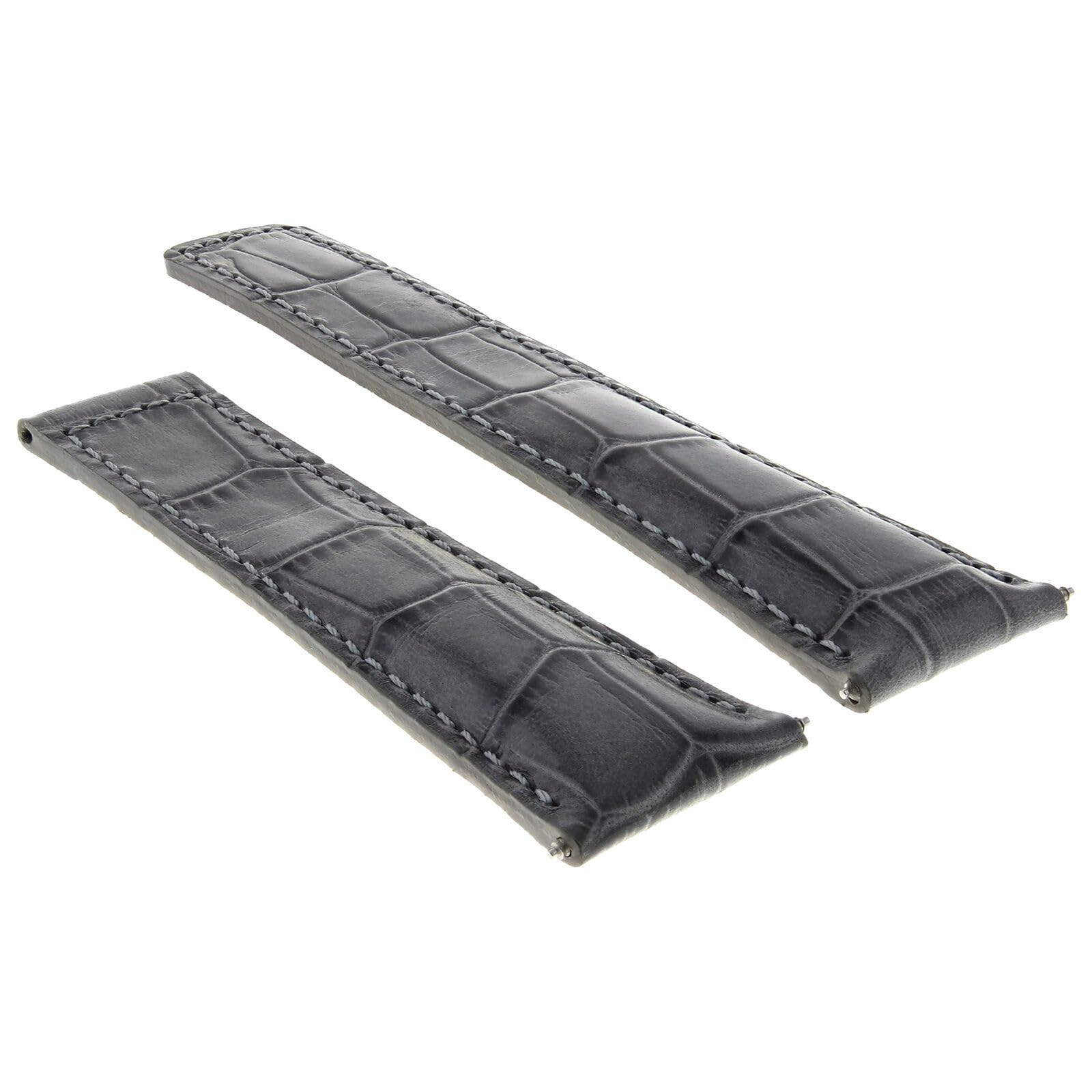 22mm Genuine Leather Watch Band Strap with Deployant Clasp - Compatible with TAG Heuer Carrera (Gray) | Premium Replacement Watch Strap for Men's Luxury Watches | Business, Office & Formal Occasions