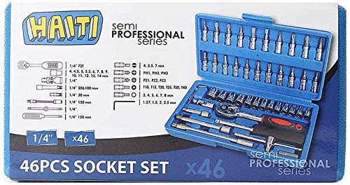 46-Piece Mechanics Tool Set - Socket Wrench & Auto Repair Tools Kit with Plastic Toolbox Organizer | Perfect for Car Maintenance, DIY Projects & Home Repairs