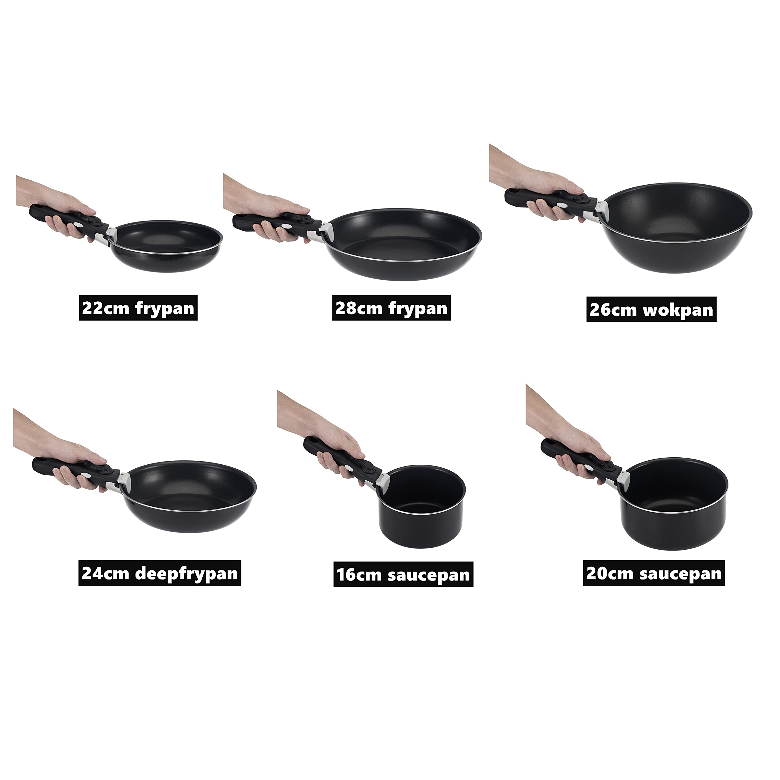 24-Piece Non-Stick Cookware Set with Oil Sprayer - Stackable Pots and Pans with Removable Handles for Space Saving - Compatible with RV, Camping, Oven, Induction, Gas & Electric Stovetops - Dishwasher Safe - Perfect for Small Kitchens, Apartments and Outdoor Cooking