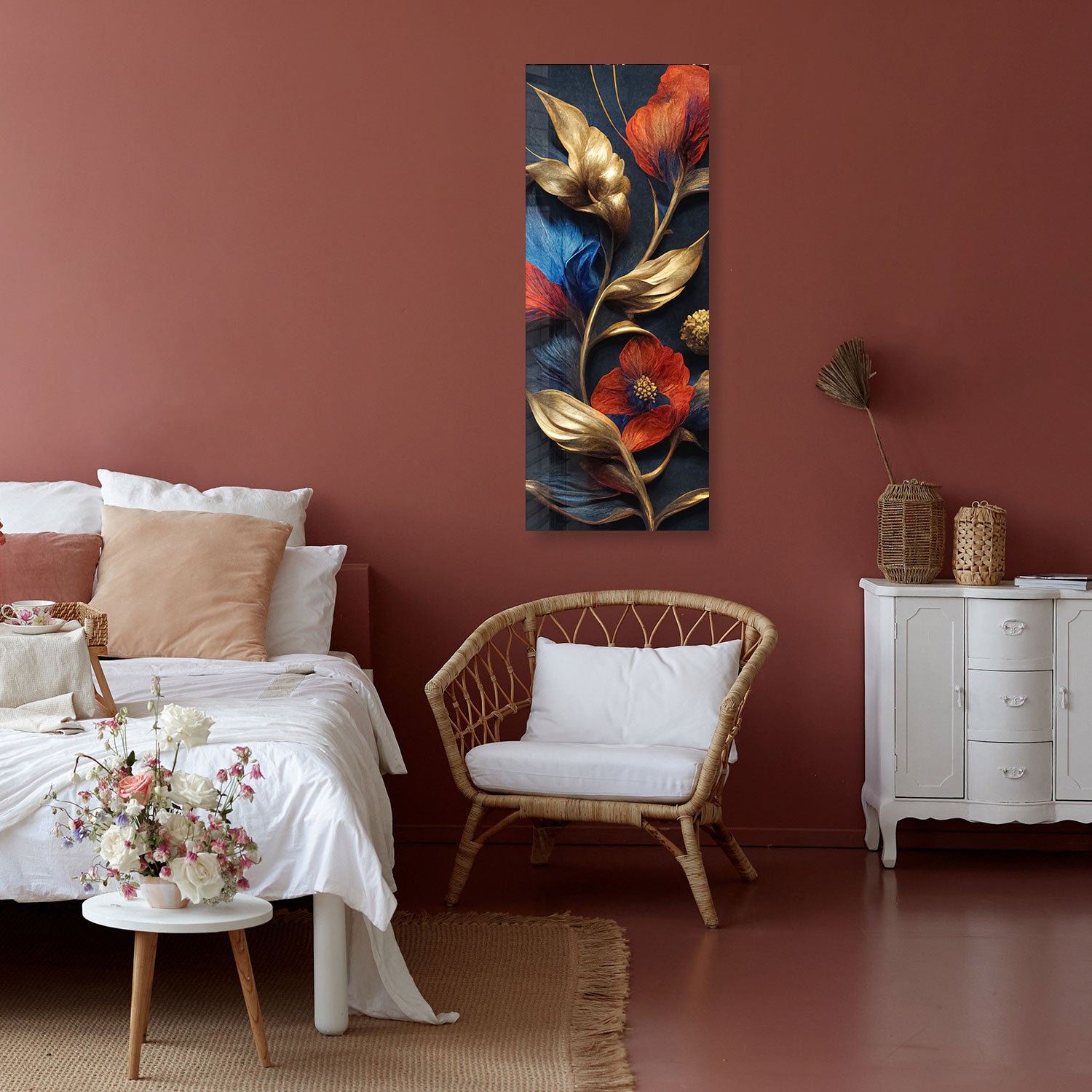 Soft Floral Panoramic Print - Elegant Home Decor for Living Room & Bedroom | Perfect for Wall Art, Curtains & Throw Pillows