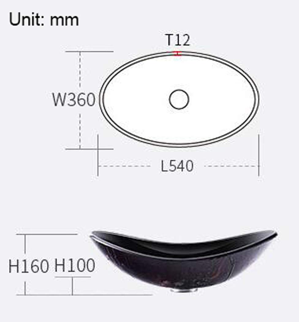 Black & Gold Tempered Glass Vessel Sink - Handmade Artistic Bathroom Basin with Mounting Ring for Home & Hotel Use | Modern Vanity Sink for Bathroom Remodel, Luxury Hotel Renovation & Spa Decor