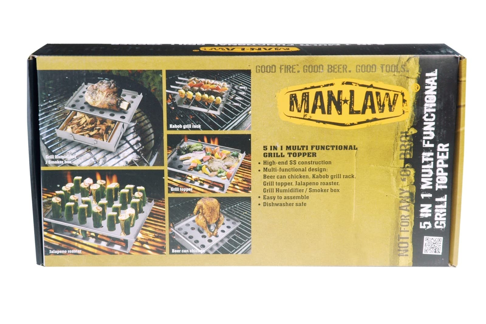 MAN-5GT1 Multi-Function BBQ Grill Topper - Heavy Duty Stainless Steel Cooking Grid for Grilling Vegetables, Meats & Seafood - Perfect for Outdoor Camping, Backyard Parties & Tailgating