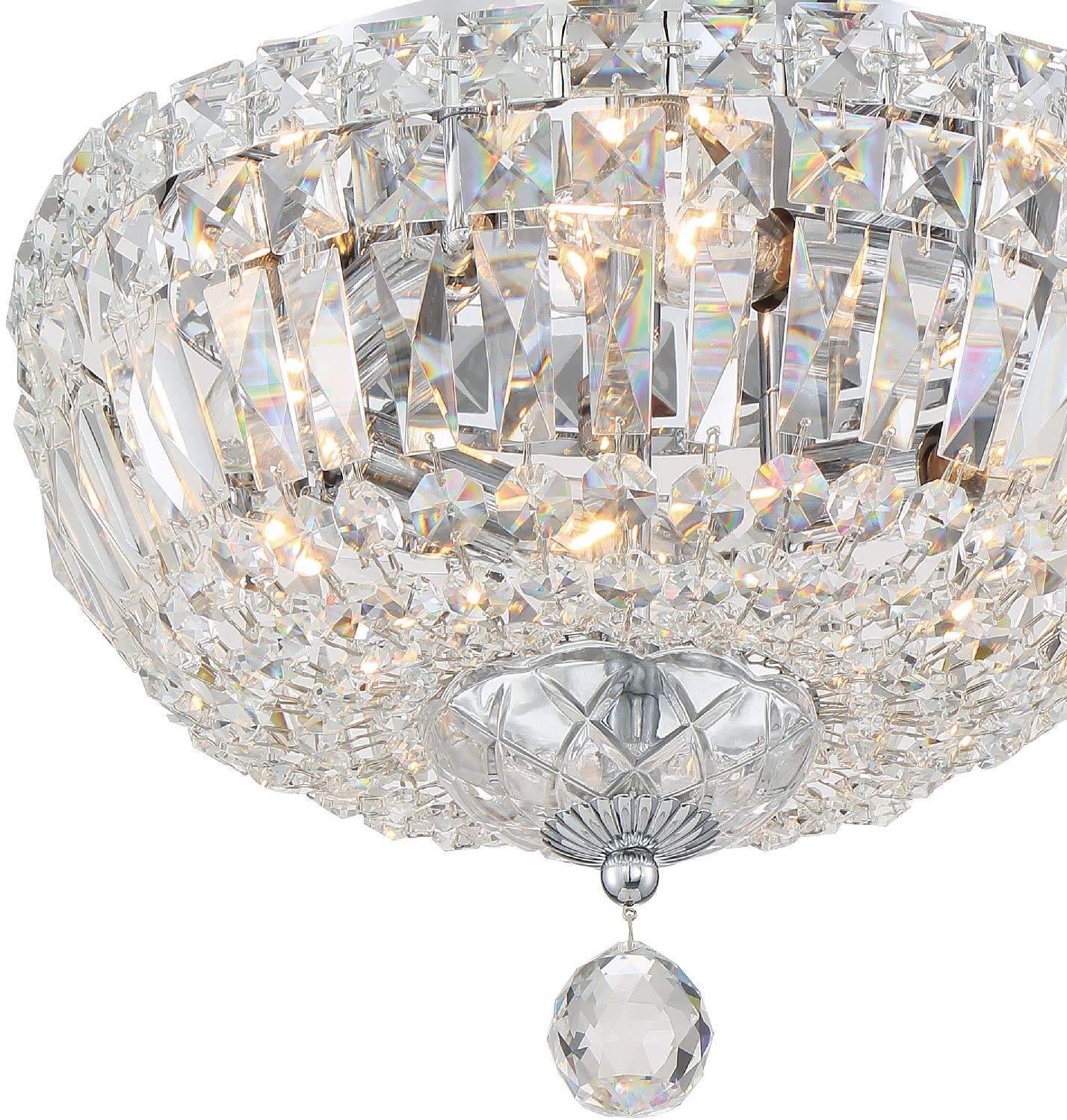 Crystorama Roslyn 4-Light Polished Chrome Flush Mount Ceiling Light Fixture - Modern Lighting for Bedroom, Kitchen, Hallway & Entryway