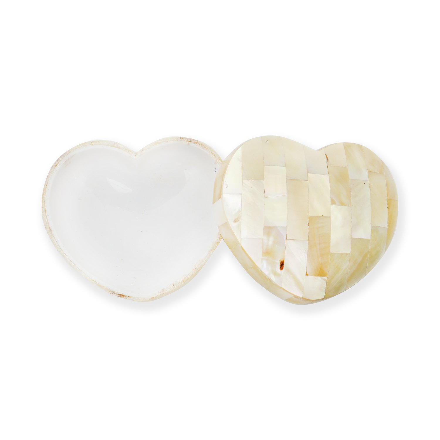 Myanmar Natural Mother of Pearl Jewelry Box - Handcrafted Ring Bracelet Necklace Storage Case (2.6 x 1.4 inches, Yellow Heart Design) - Perfect for Organizing Fine Jewelry, Gift Box, or Travel Jewelry Case