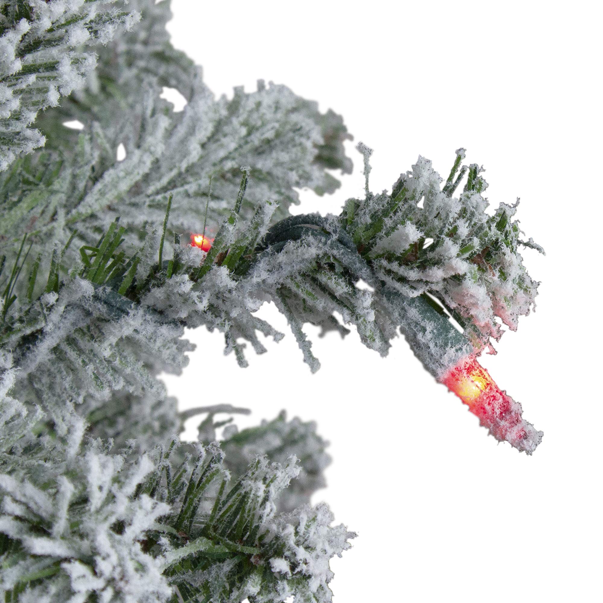 6ft Pre-Lit Slim Flocked Alpine Artificial Christmas Tree with 600 LED Warm White Lights - Perfect for Small Spaces, Apartments & Holiday Decorations
