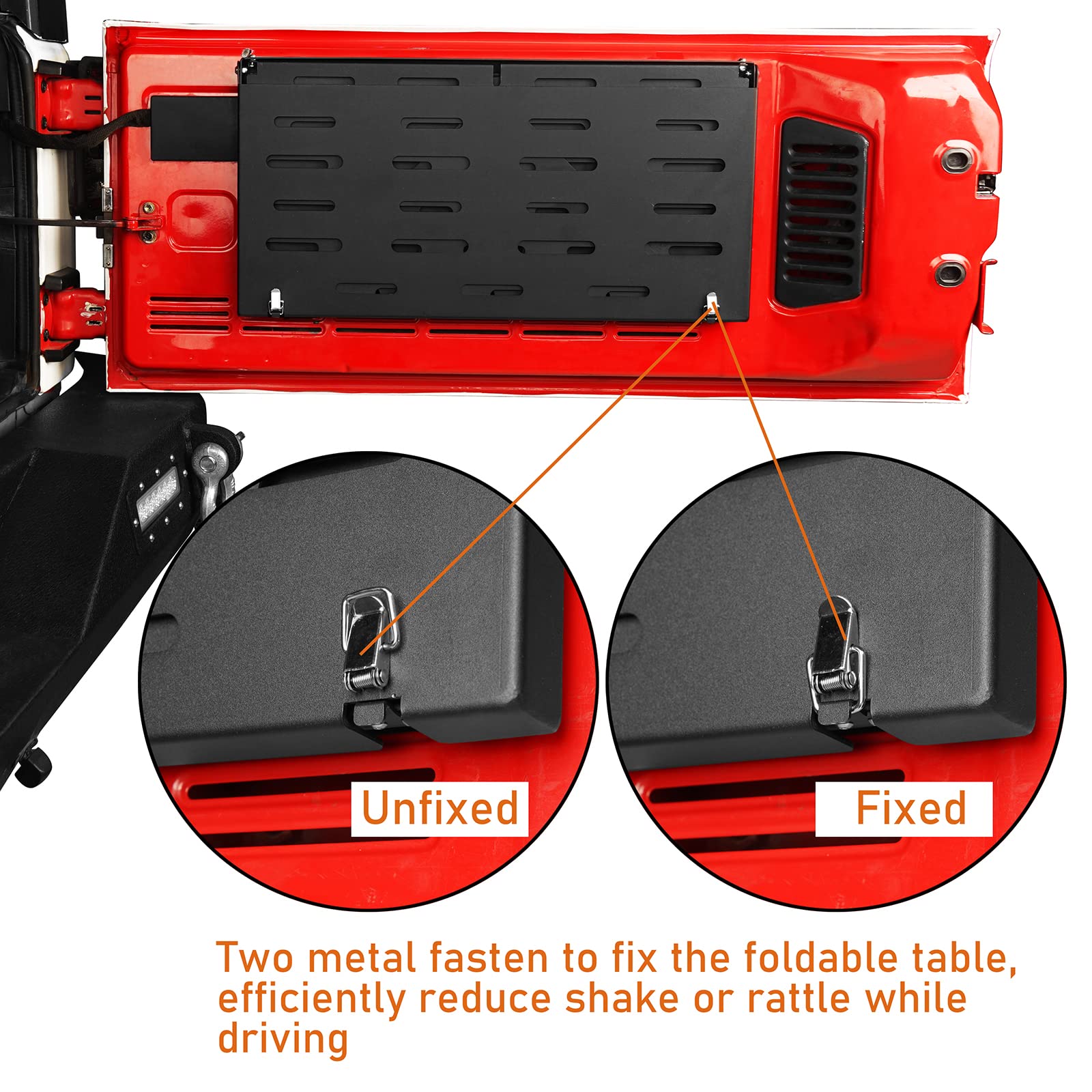 u-Box Wrangler Tailgate Table - 2-Tier Foldable Cargo Desk Storage for Jeep Wrangler JK & JL & Unlimited (2007-2025) - Perfect for Camping, Tailgating & Outdoor Adventures