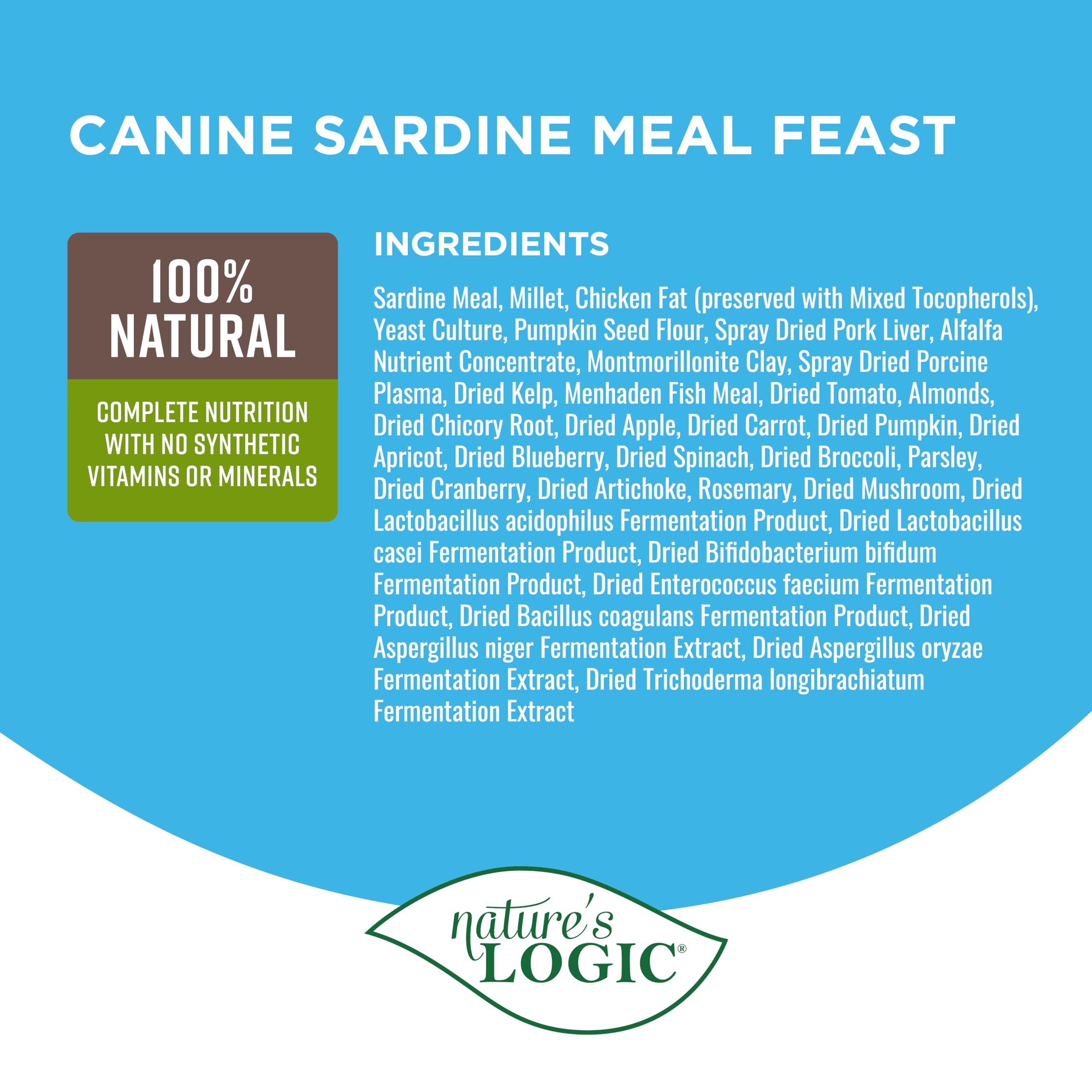 NATURE'S LOGIC Sardine Recipe Natural Dry Dog Food - High Protein Grain-Free Canine Meal for Adult Dogs - Perfect for Daily Nutrition & Digestive Health